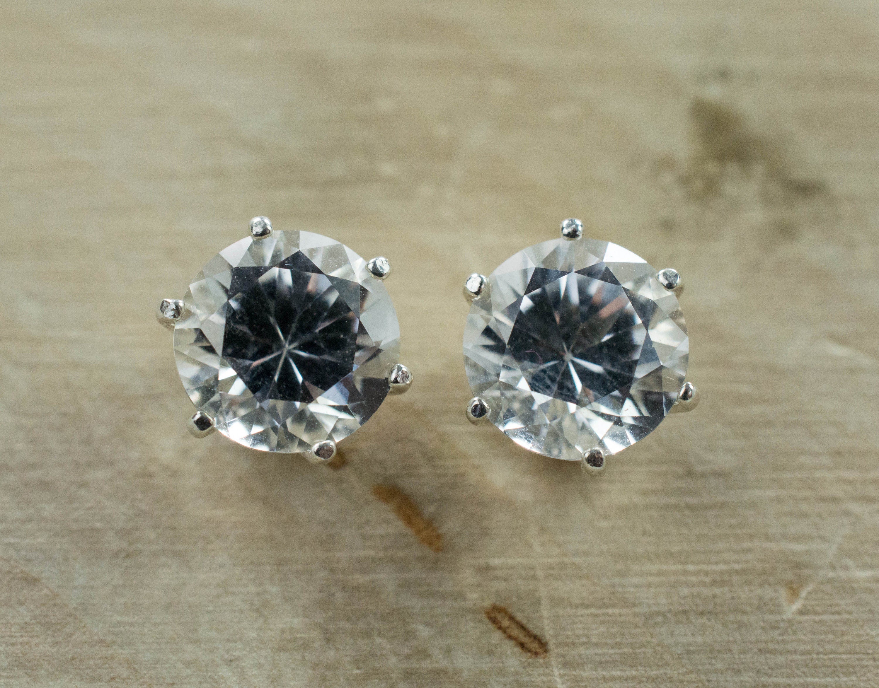 Silver Topaz Earrings; Natural Untreated Brazilian Mined Topaz - Mark Oliver Gems