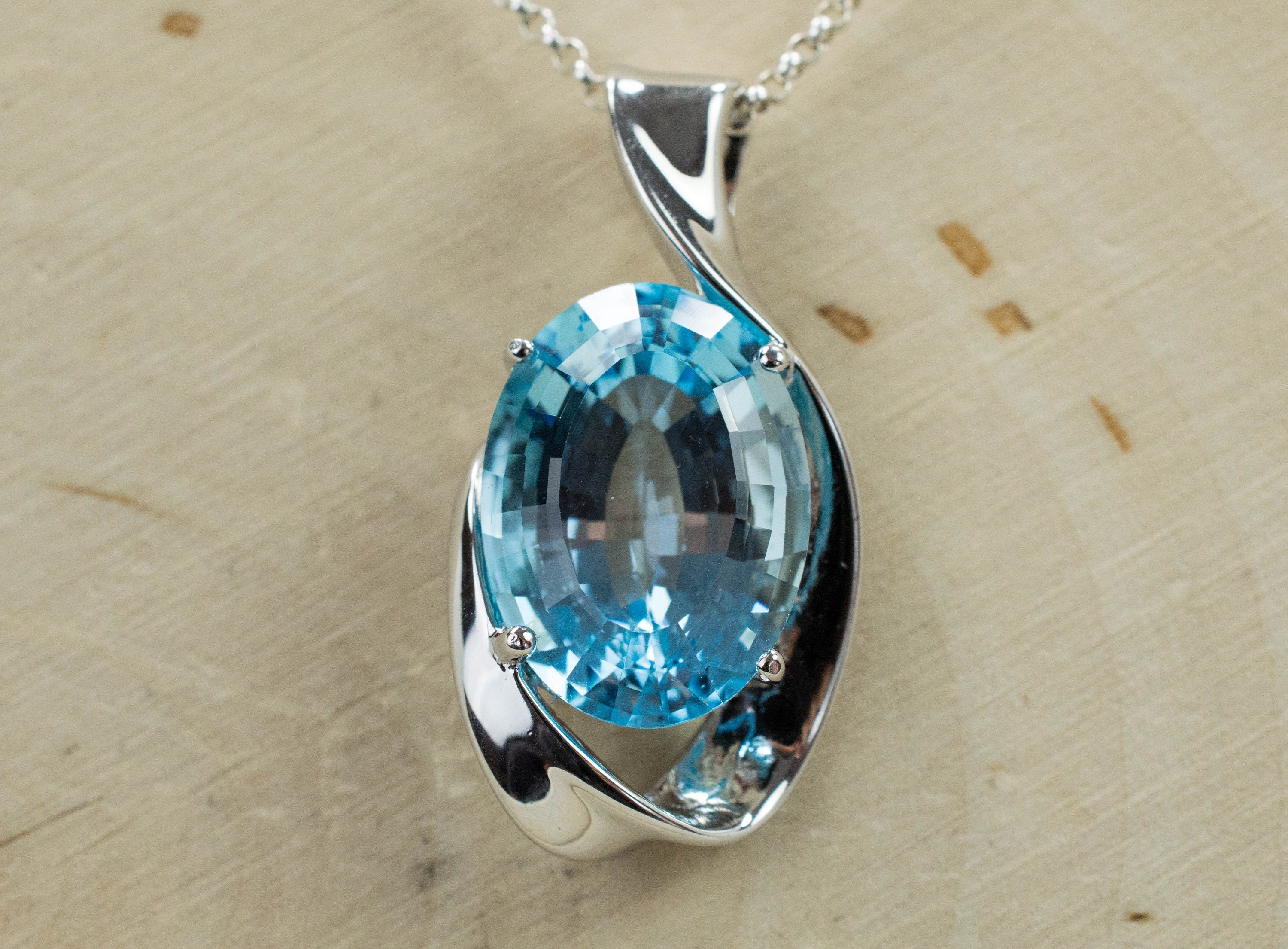 Blue Topaz Pendant; Genuine Brazilian Topaz; 15.660cts - Mark Oliver Gems