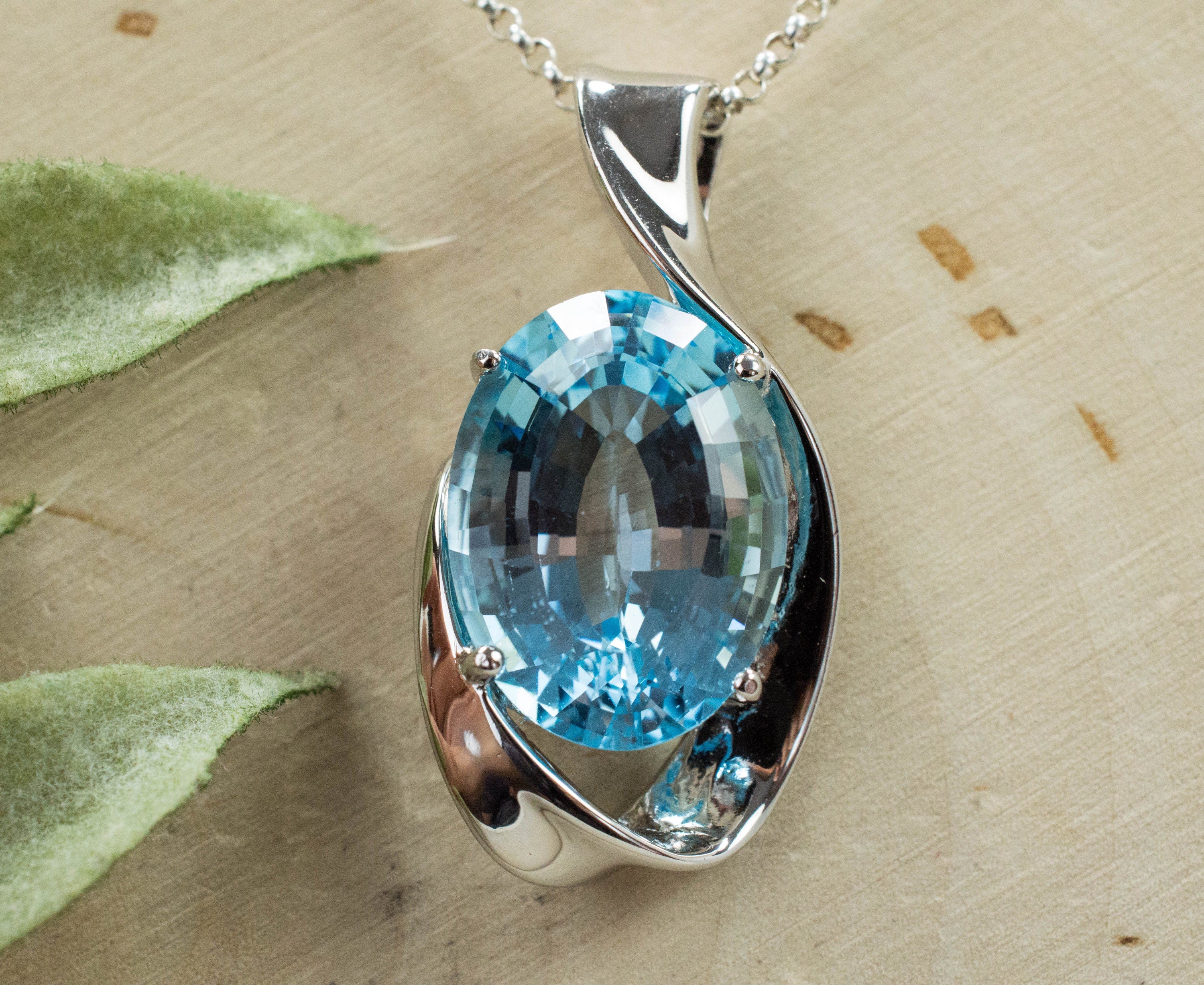 Blue Topaz Pendant; Genuine Brazilian Topaz; 15.660cts - Mark Oliver Gems