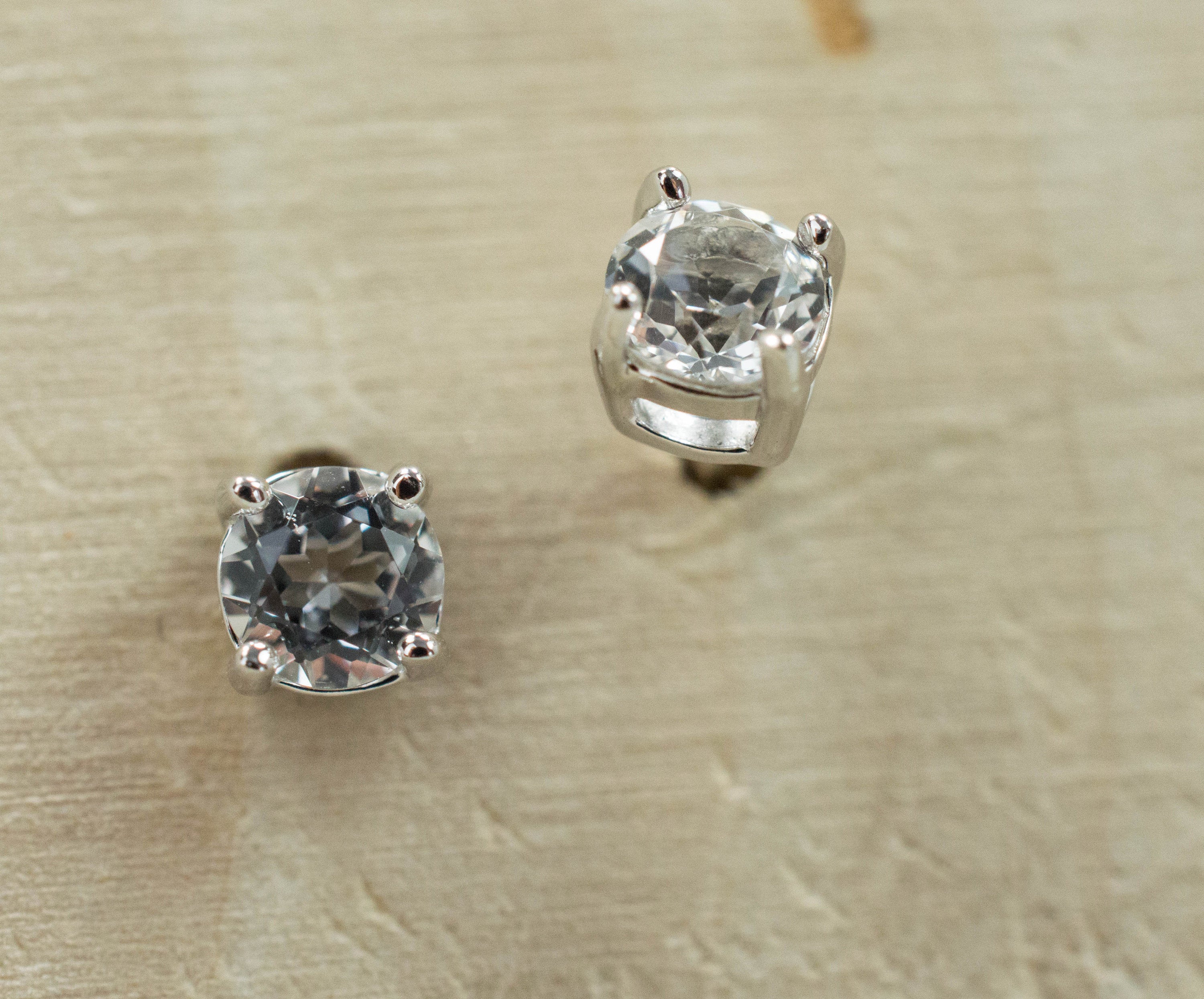 Silver Topaz Earrings; Genuine Untreated Brazil Topaz - Mark Oliver Gems