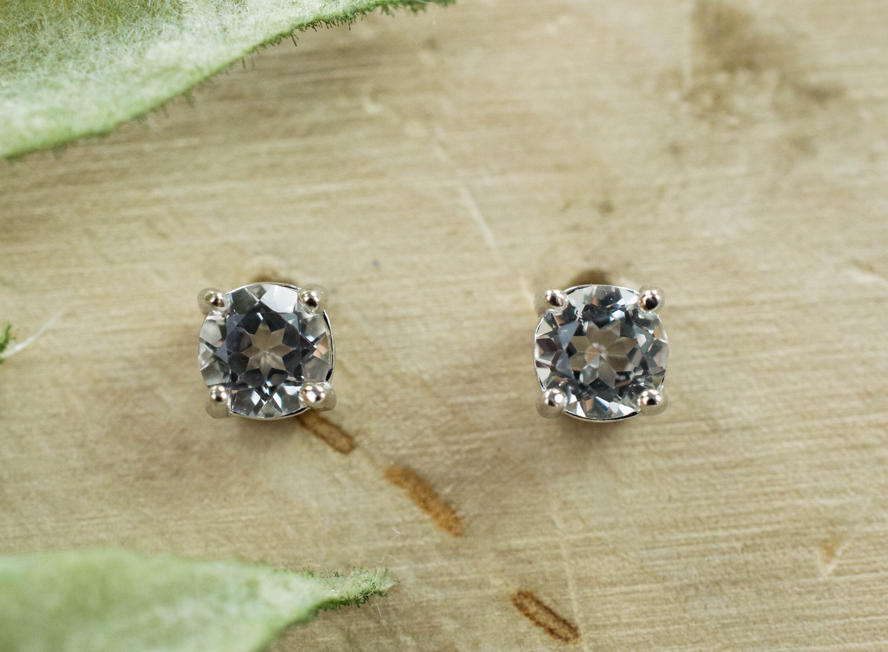 Silver Topaz Earrings; Genuine Untreated Brazil Topaz - Mark Oliver Gems