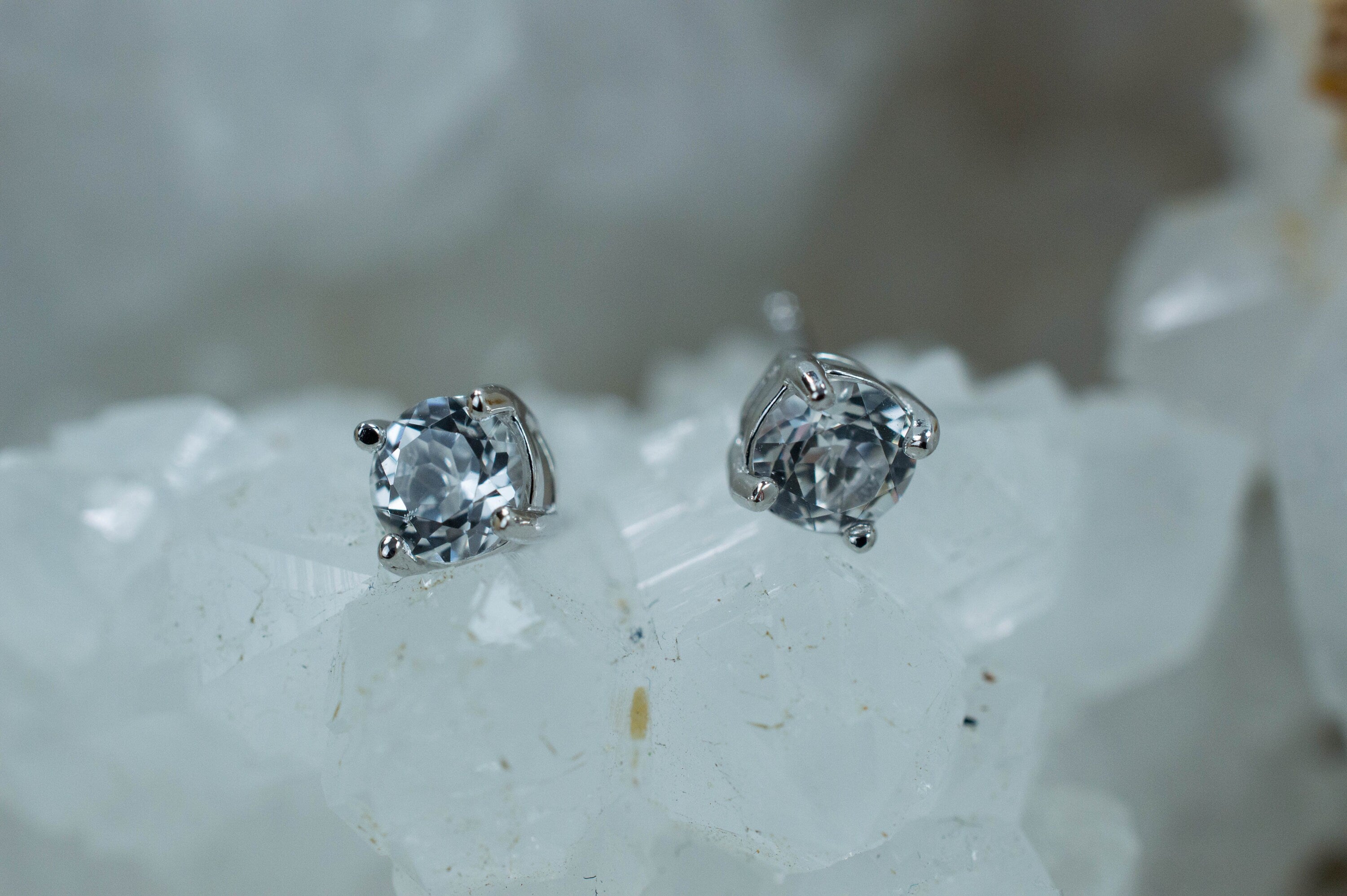 Silver Topaz Earrings; Genuine Untreated Brazil Topaz - Mark Oliver Gems