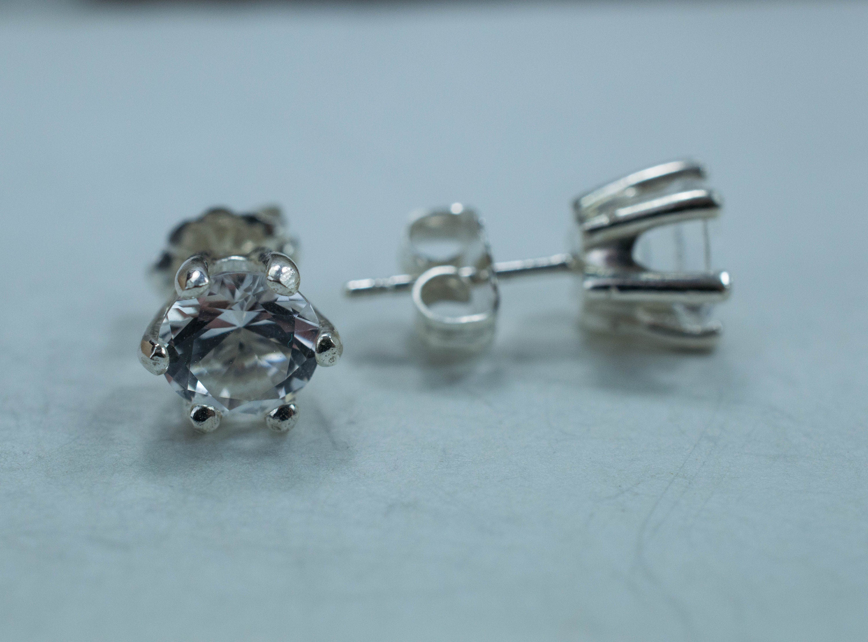 Silver Topaz Earrings; Genuine Untreated Brazilian Topaz - Mark Oliver Gems