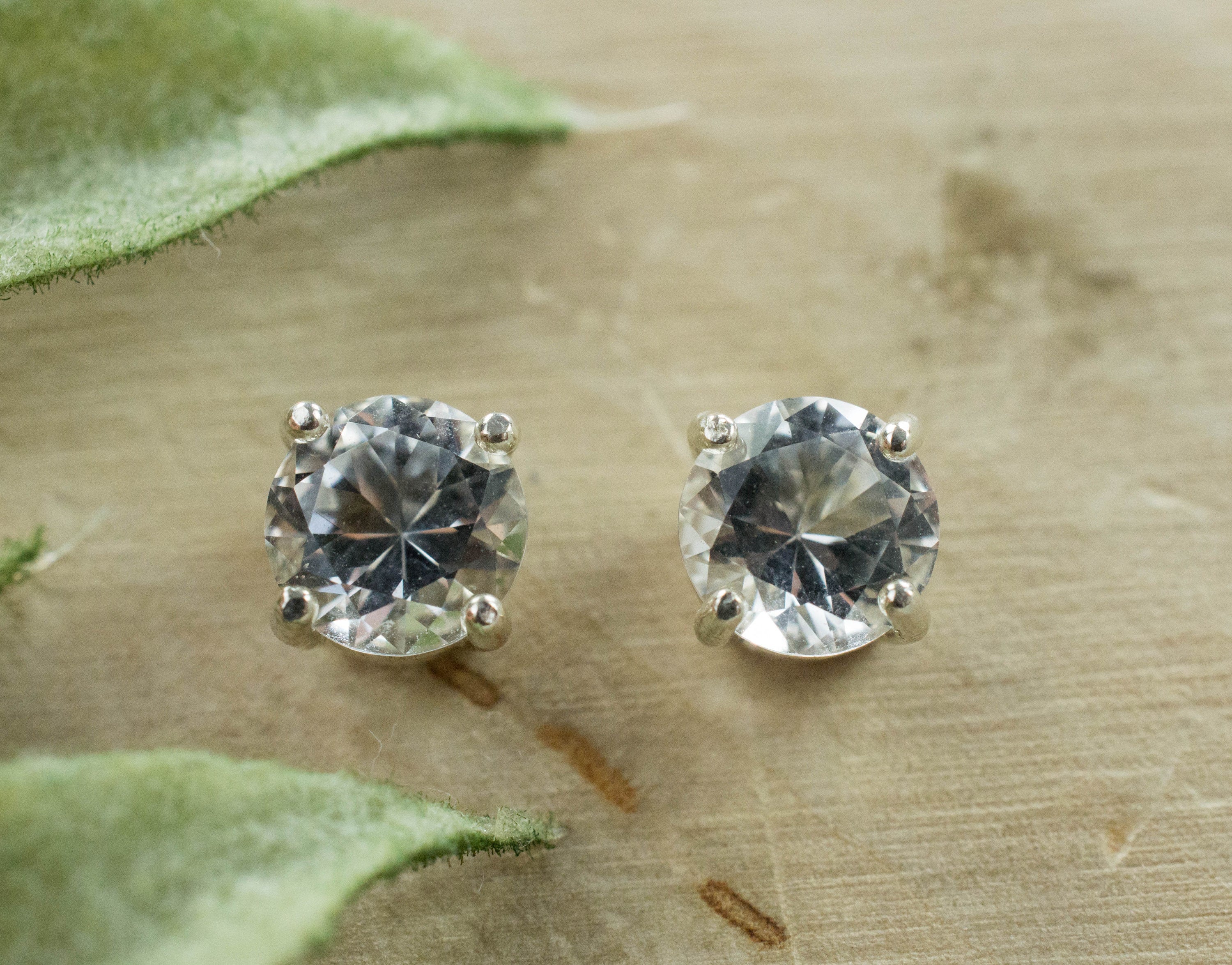 Silver Topaz Earrings; Natural Untreated Brazilian Topaz - Mark Oliver Gems