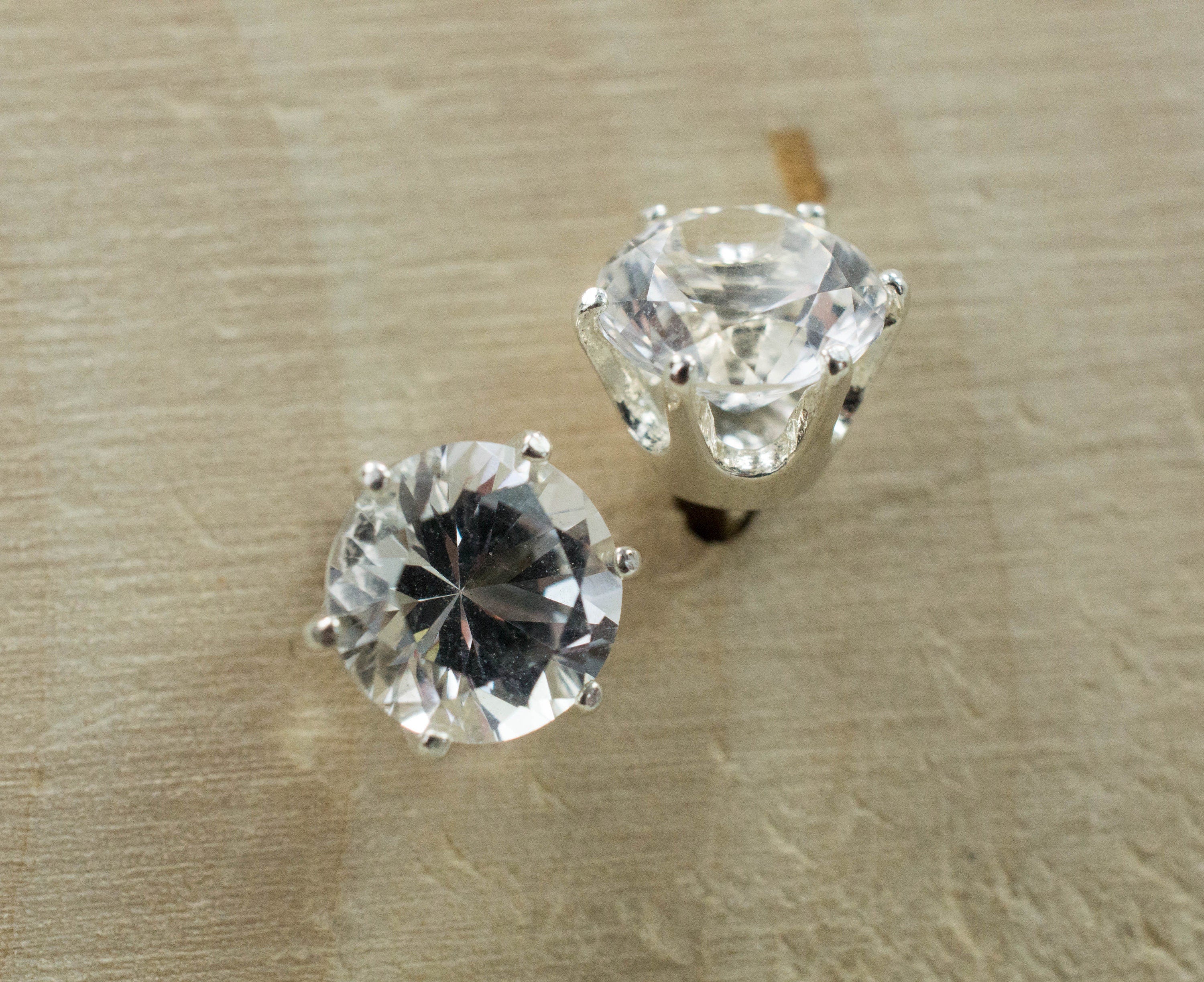 Silver Topaz Earrings; Natural Untreated Brazilian Mined Topaz - Mark Oliver Gems