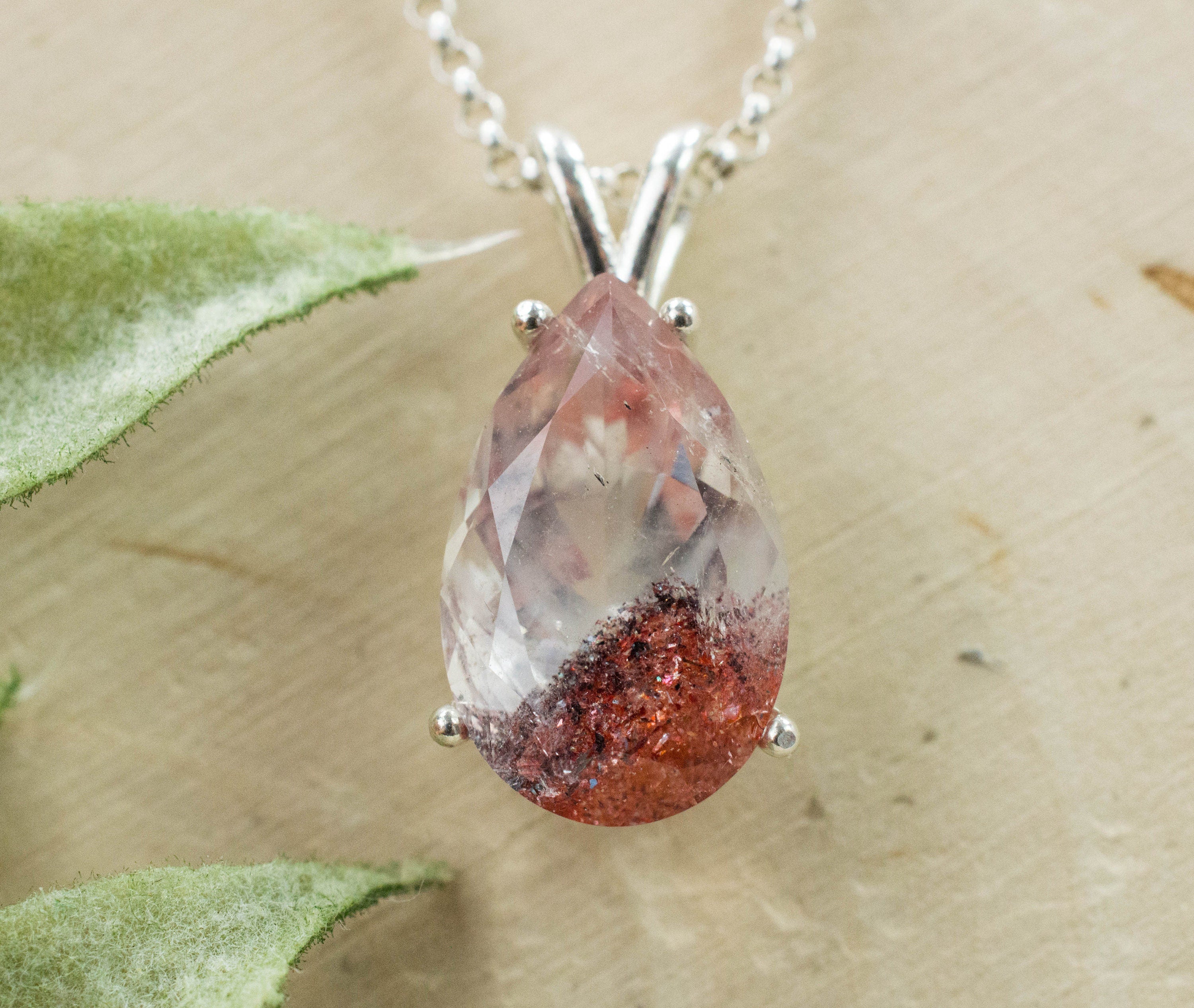 Hematite Quartz Pendant; Genuine Untreated Tanzanian Fire and Ice Quartz; 5.795cts - Mark Oliver Gems