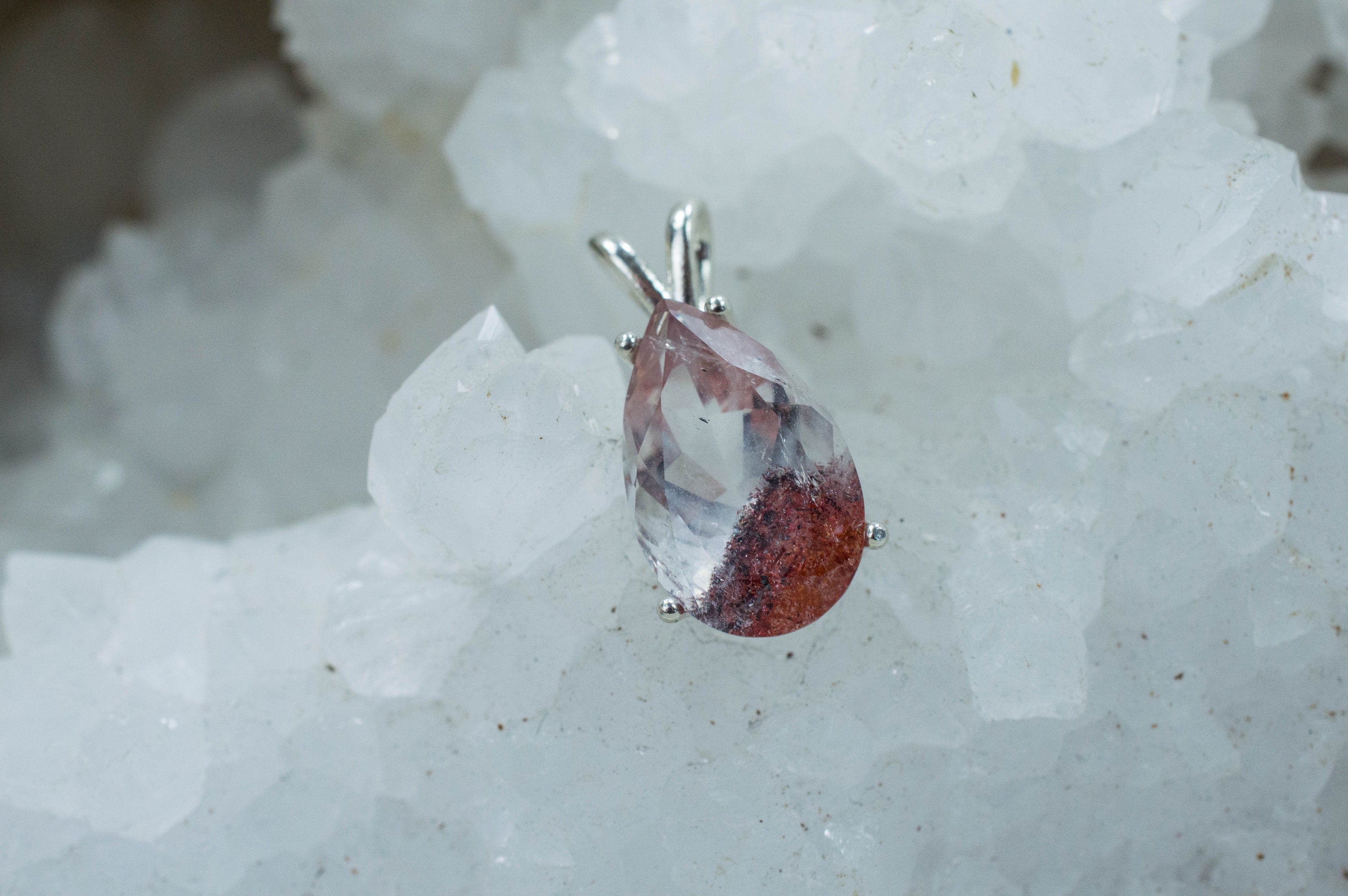 Hematite Quartz Pendant; Genuine Untreated Tanzanian Fire and Ice Quartz; 5.795cts - Mark Oliver Gems