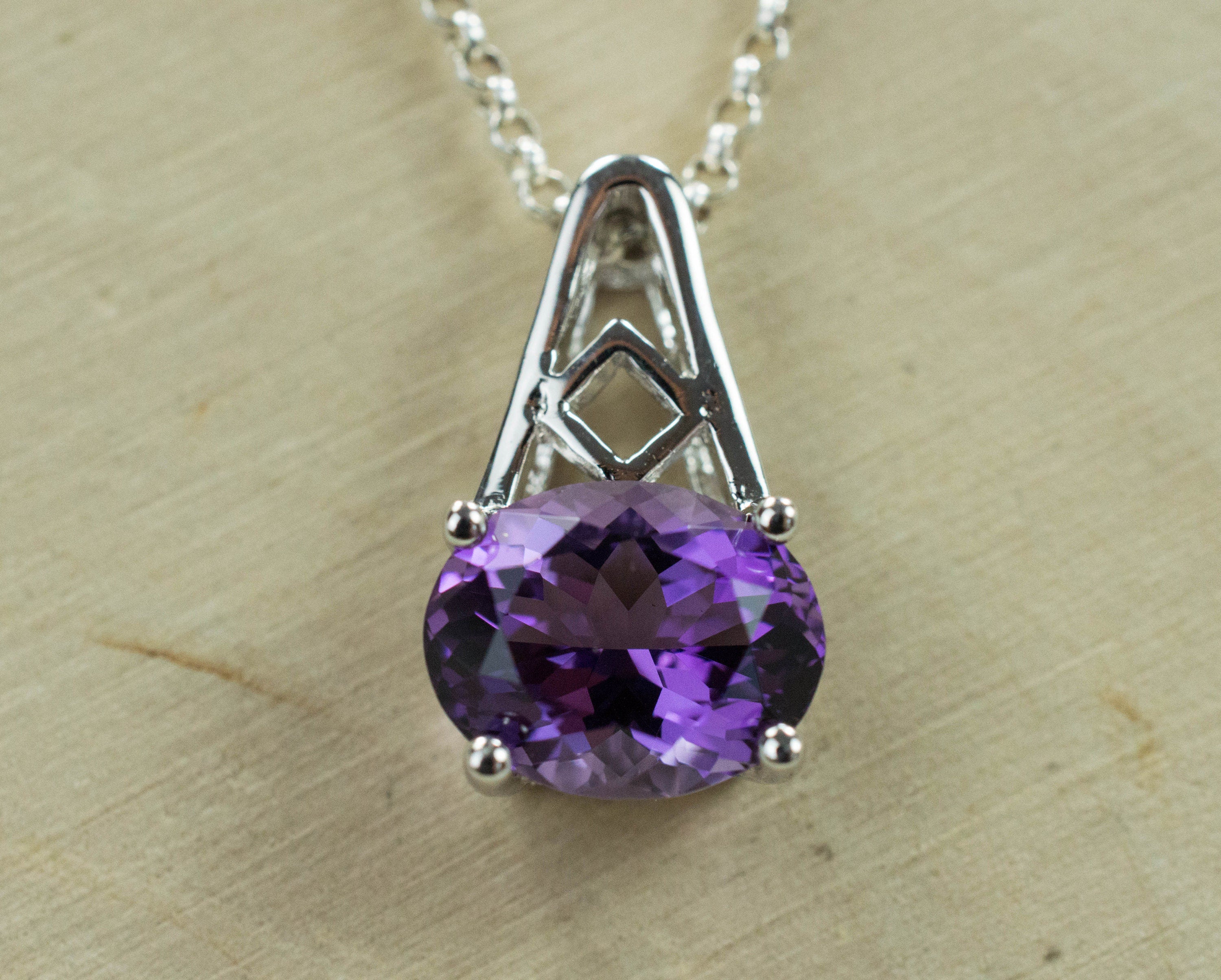 Amethyst Pendant, Genuine Untreated Brazil Amethyst - Mark Oliver Gems