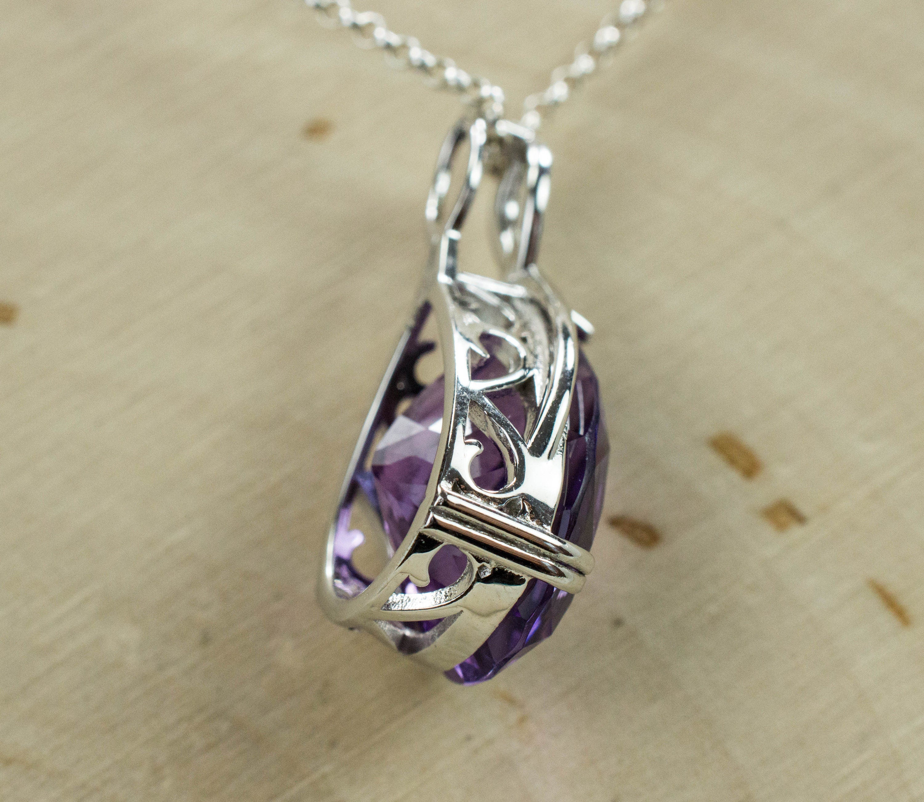 Amethyst Pendant, Untreated Genuine Brazilian Amethyst; 12.120cts - Mark Oliver Gems