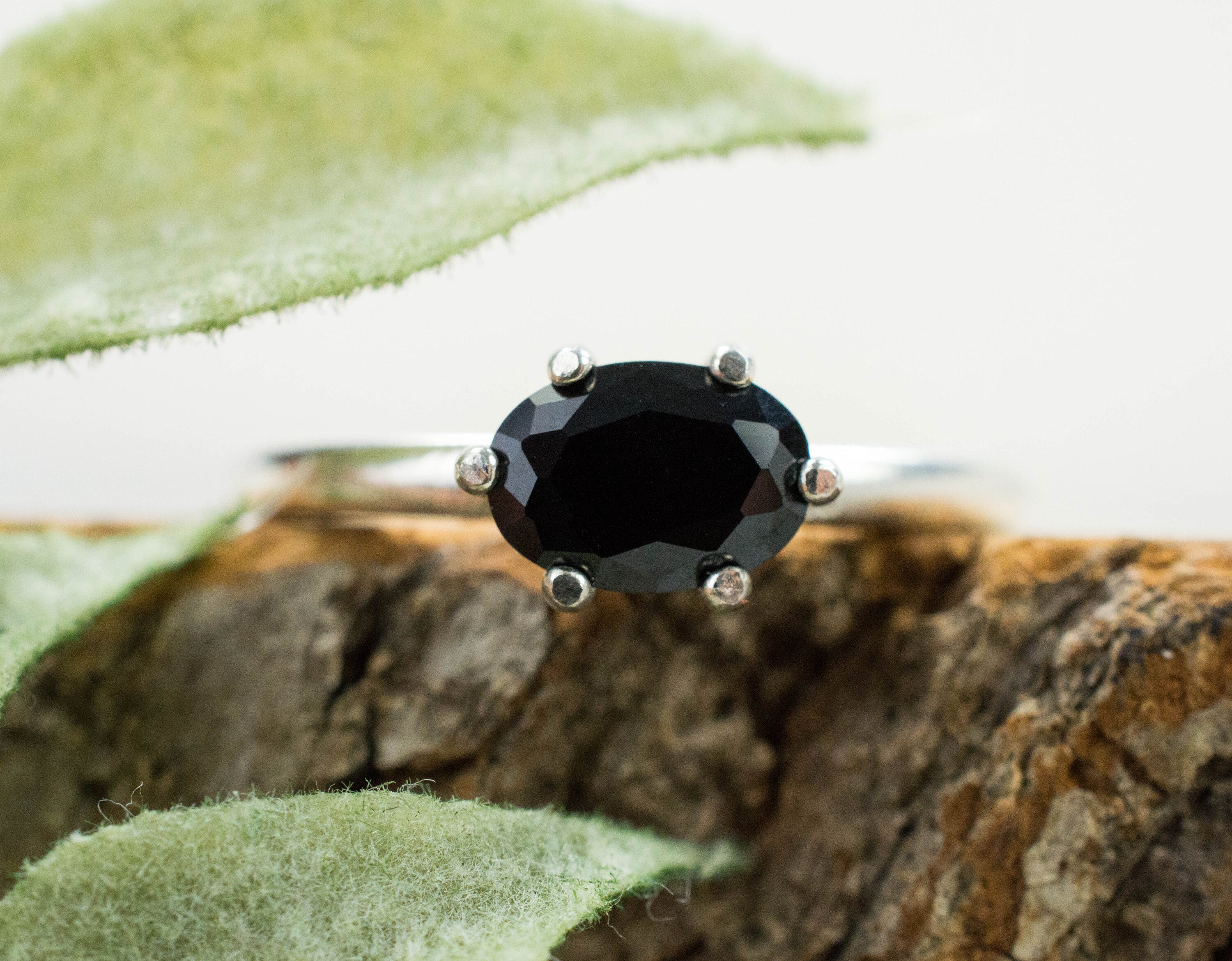 Black Spinel Ring, Natural Untreated Thailand Black Spinel - Mark Oliver Gems