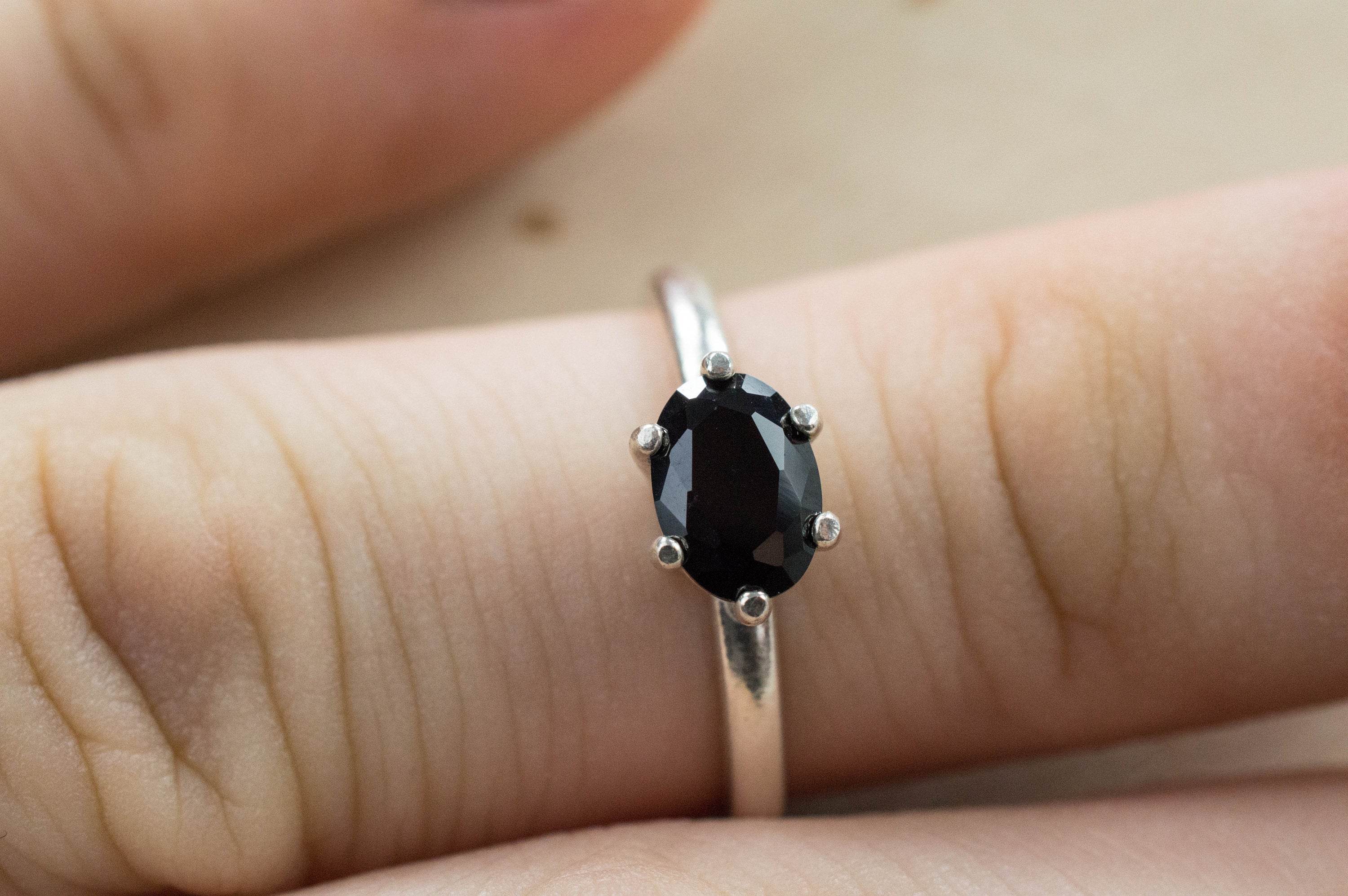 Black Spinel Ring, Natural Untreated Thailand Black Spinel - Mark Oliver Gems