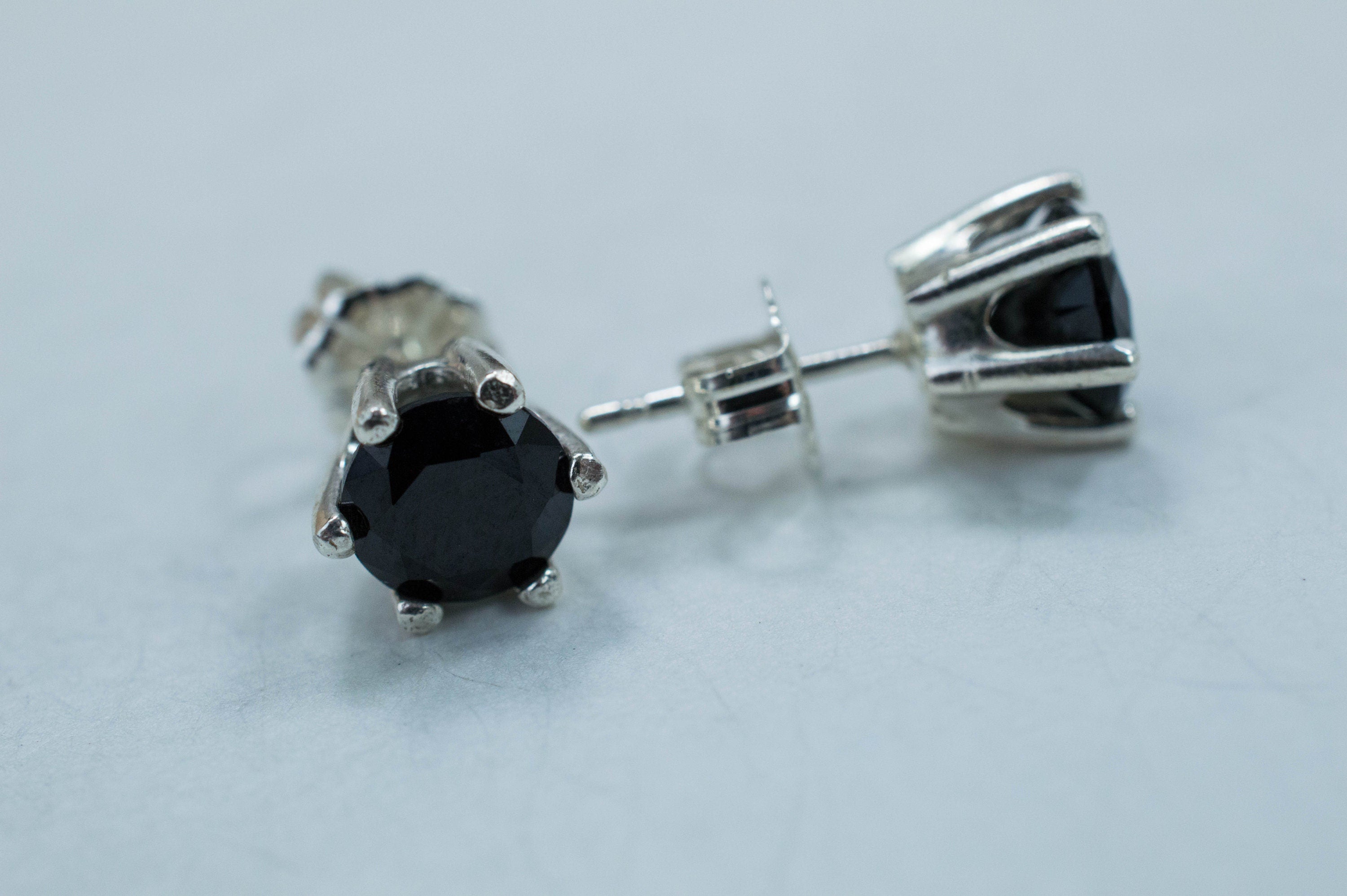 Black Spinel Earrings; Genuine Untreated Thailand Spinel; 1.995cts - Mark Oliver Gems
