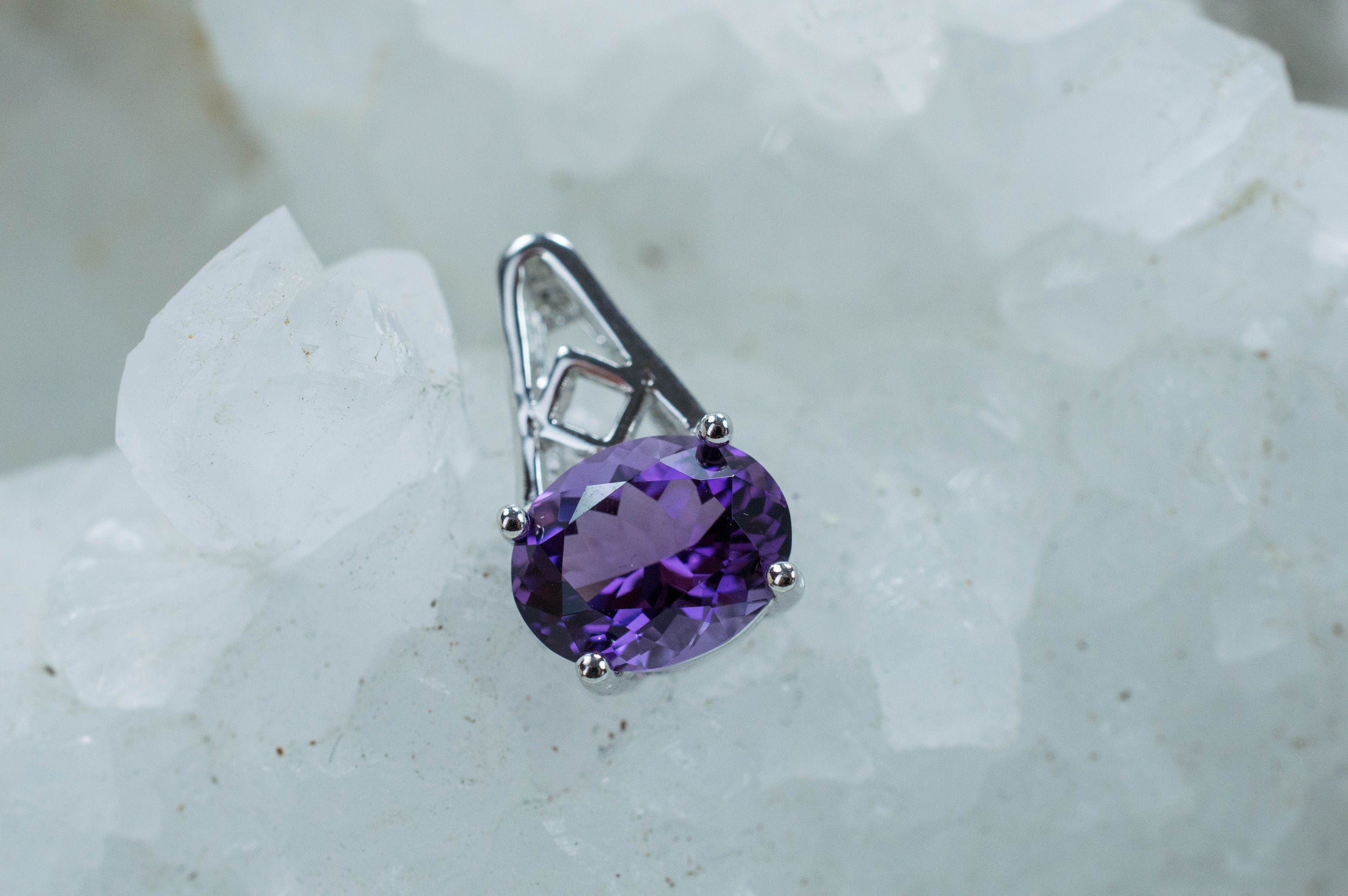 Amethyst Pendant, Genuine Untreated Brazil Amethyst - Mark Oliver Gems