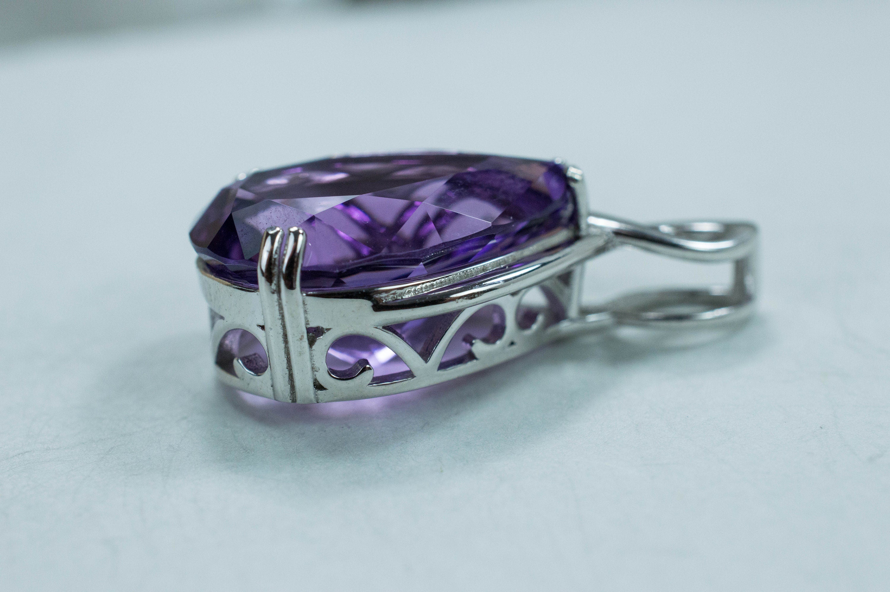 Amethyst Pendant, Untreated Genuine Brazilian Amethyst; 12.120cts - Mark Oliver Gems