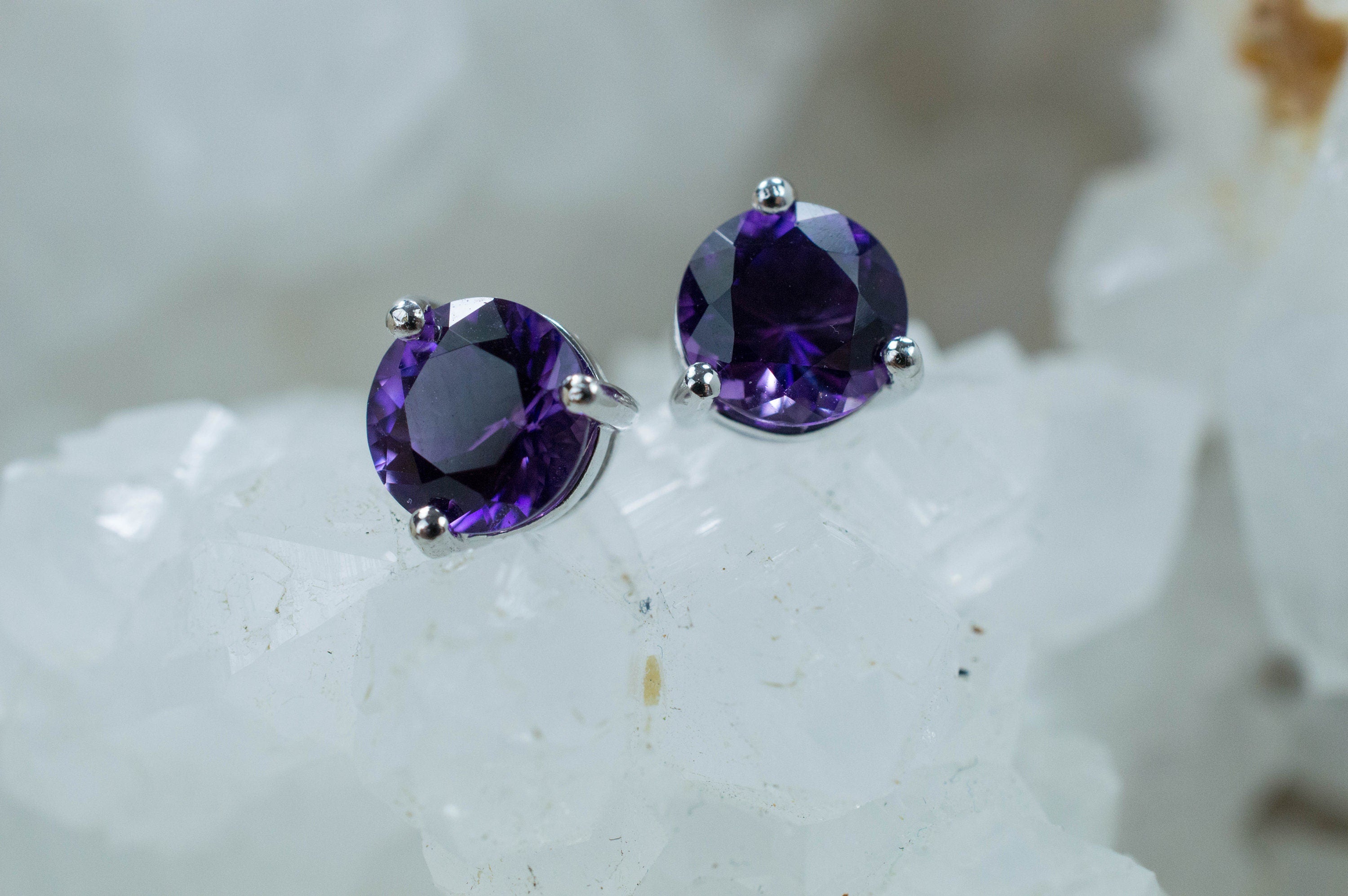 Amethyst Earrings, Natural Untreated Brazilian Amethyst; 2.490cts - Mark Oliver Gems