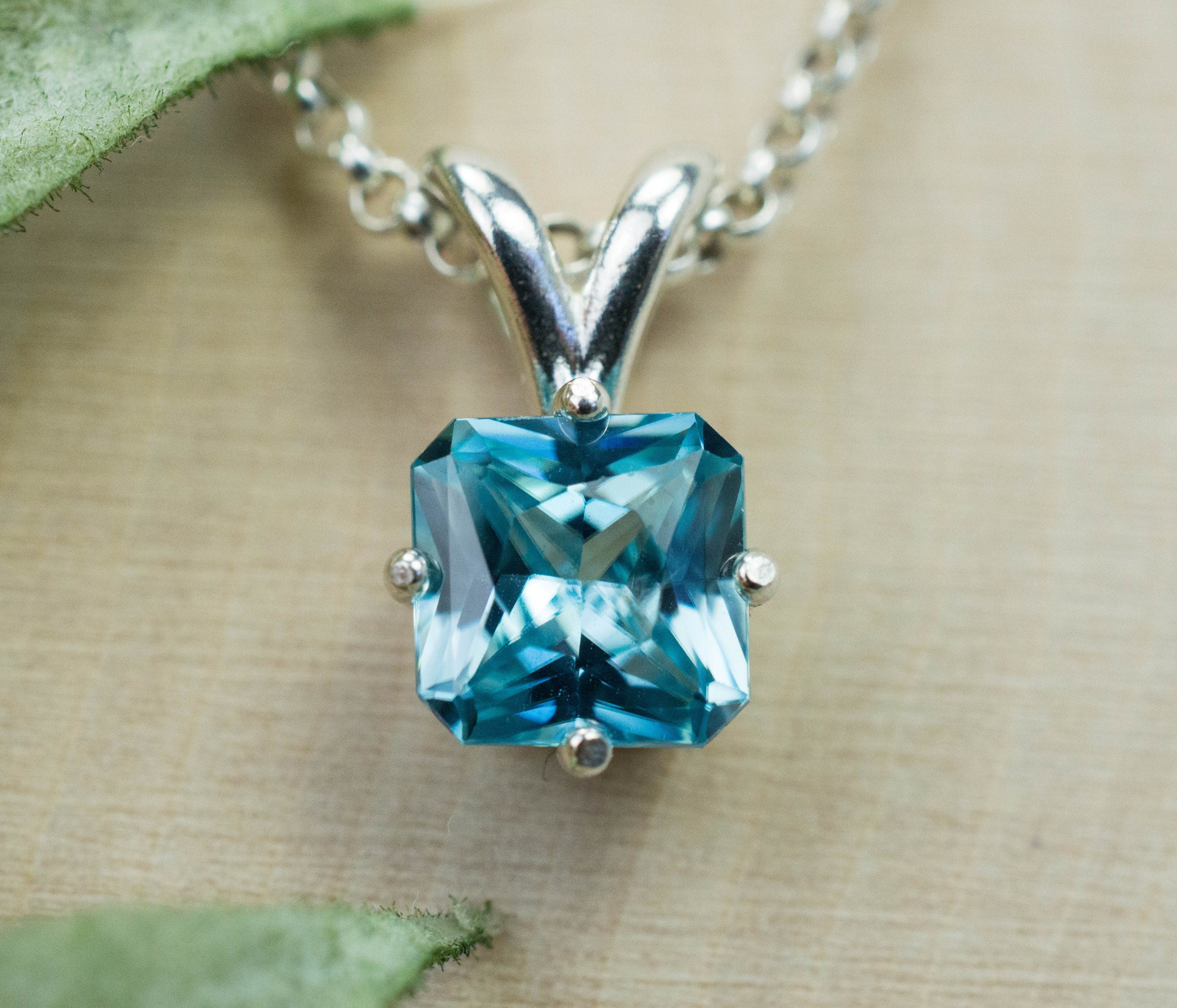 Blue Zircon Pendant, Natural Cambodian Zircon - Mark Oliver Gems