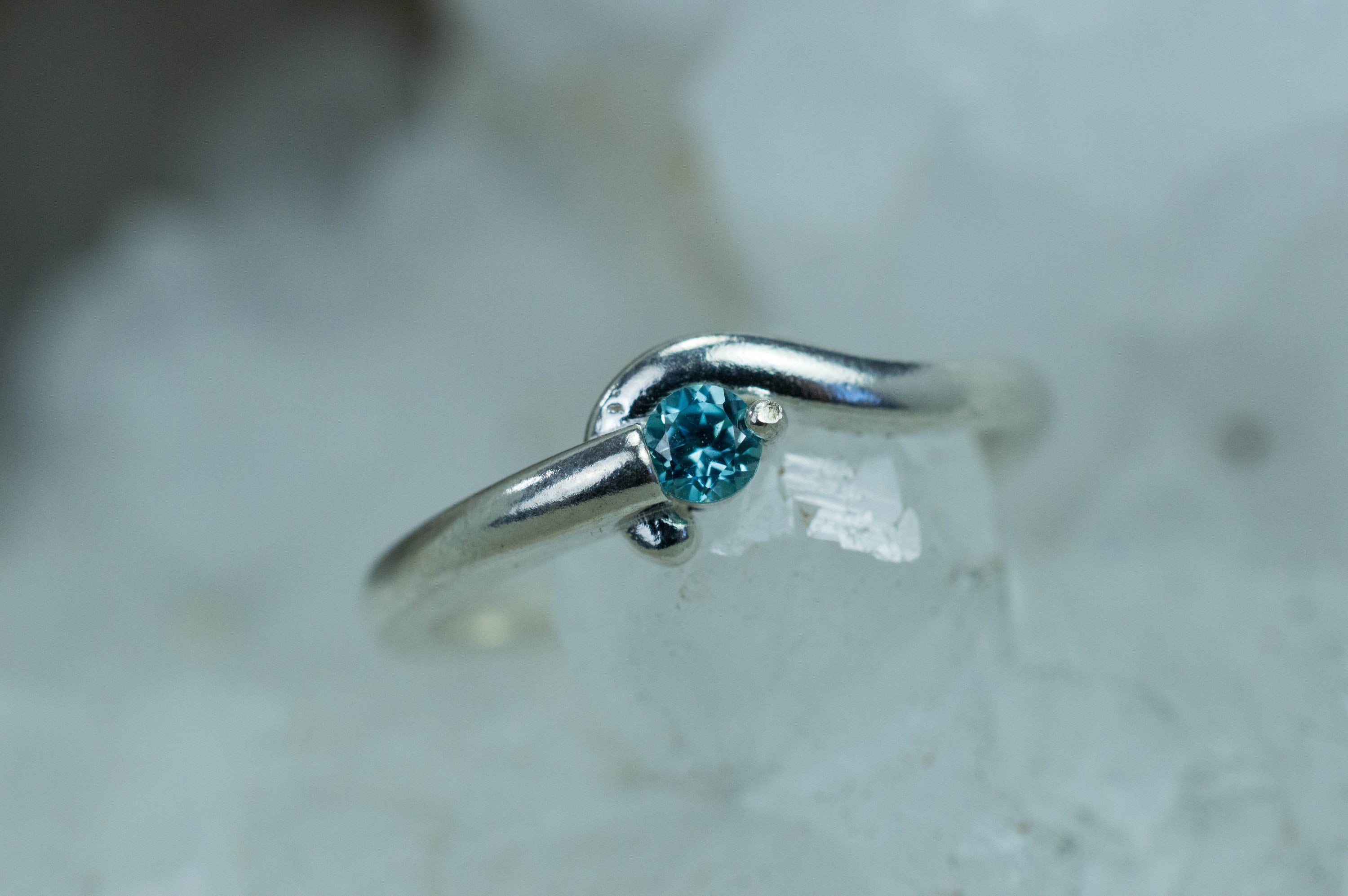 Blue Zircon Ring; Natural Cambodian Zircon - Mark Oliver Gems