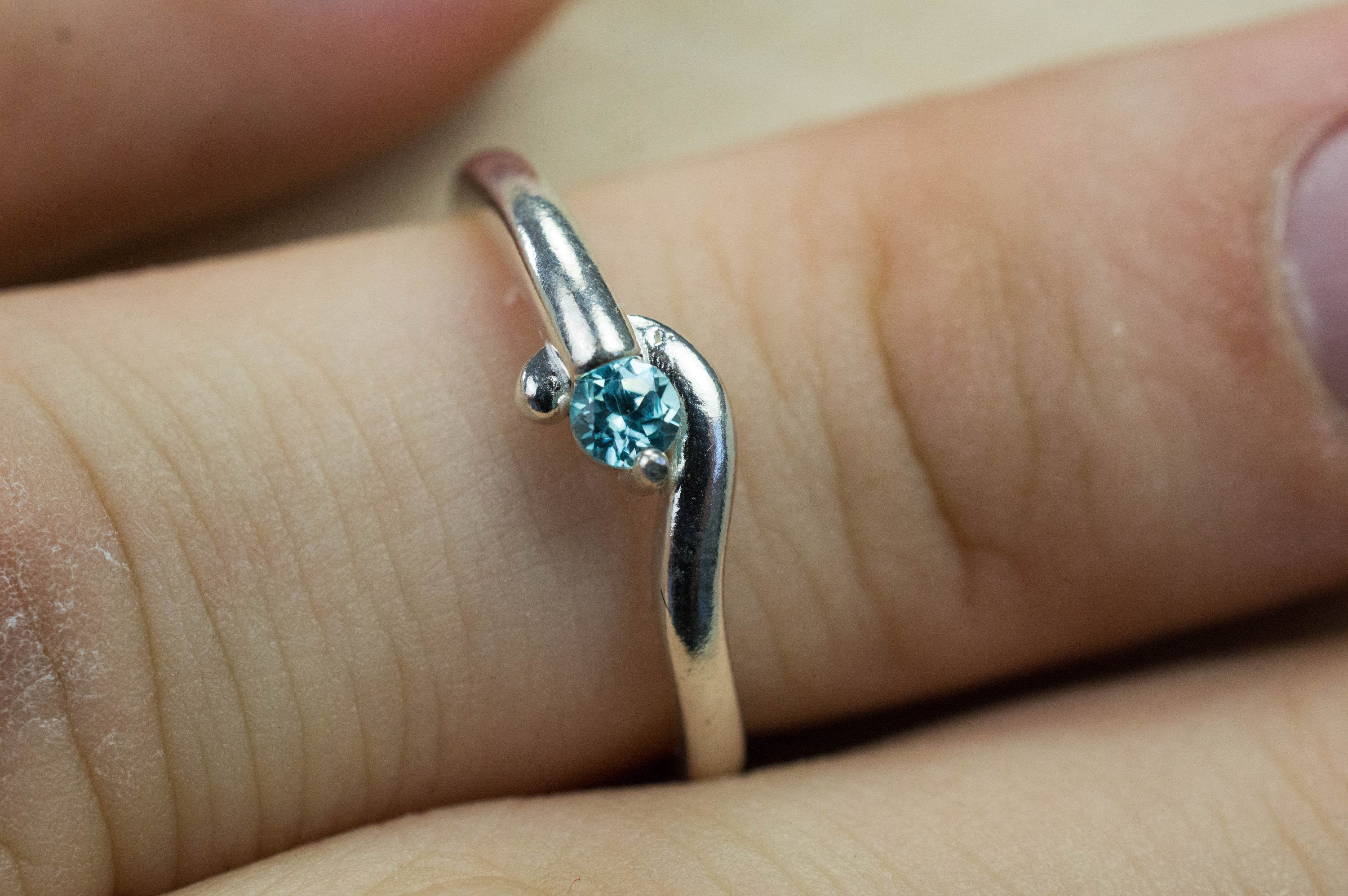 Blue Zircon Ring; Natural Cambodian Zircon - Mark Oliver Gems