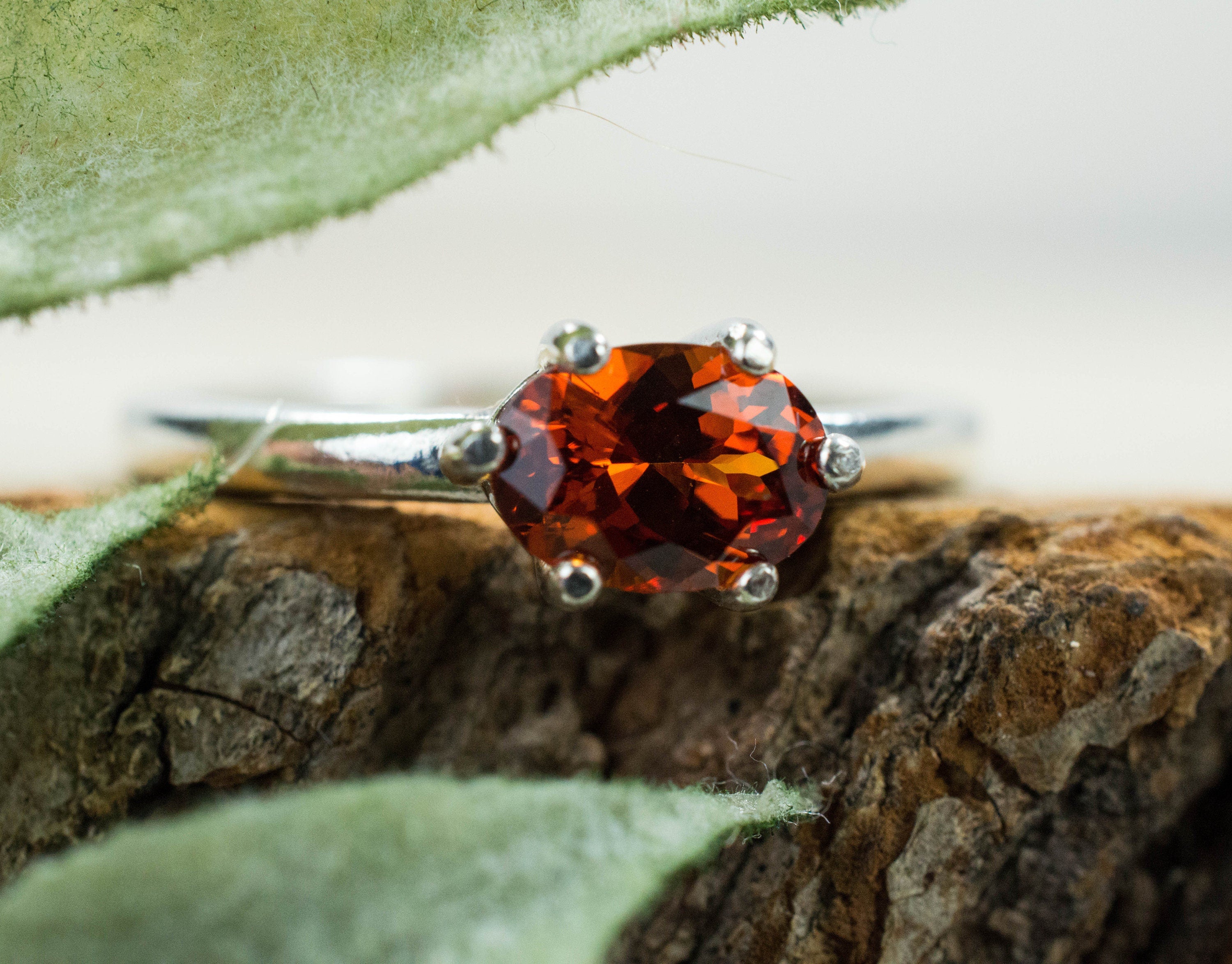 Spessartine Garnet Ring; Genuine Untreated Madagascar Spessartite Garnet