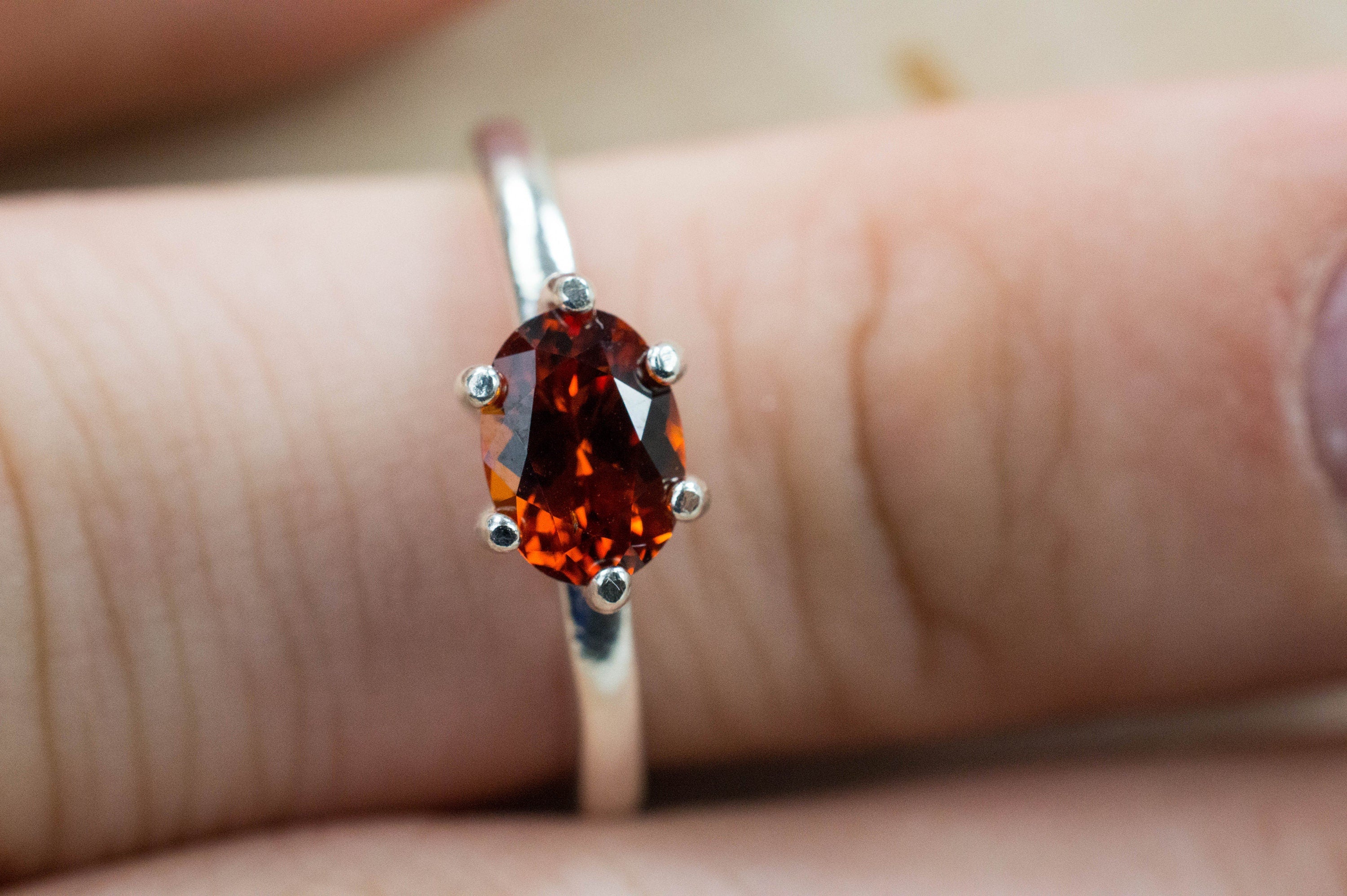 Spessartine Garnet Ring; Genuine Untreated Madagascar Spessartite Garnet - Mark Oliver Gems