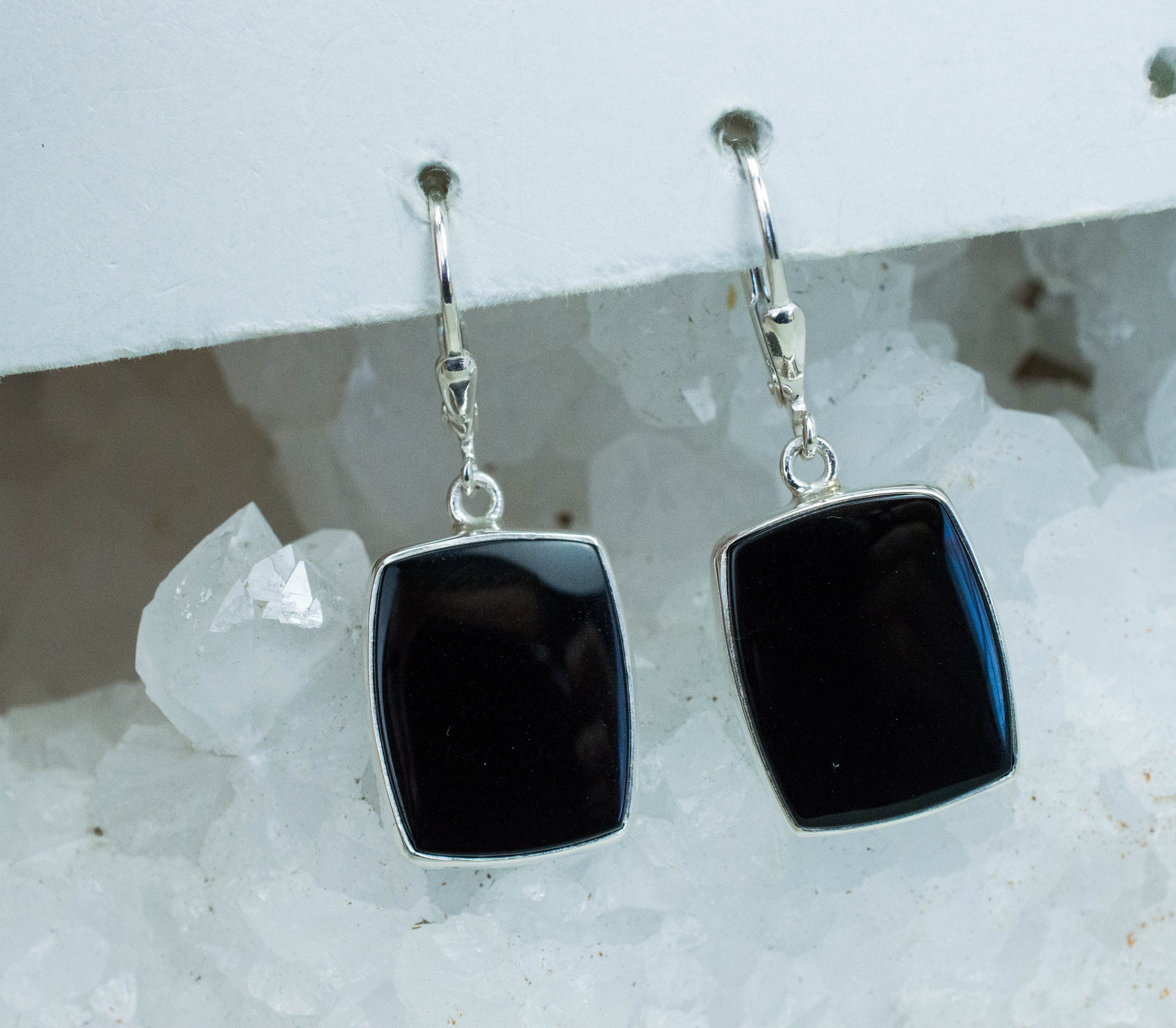 Black Onyx Earrings; Natural USA Onyx - Mark Oliver Gems