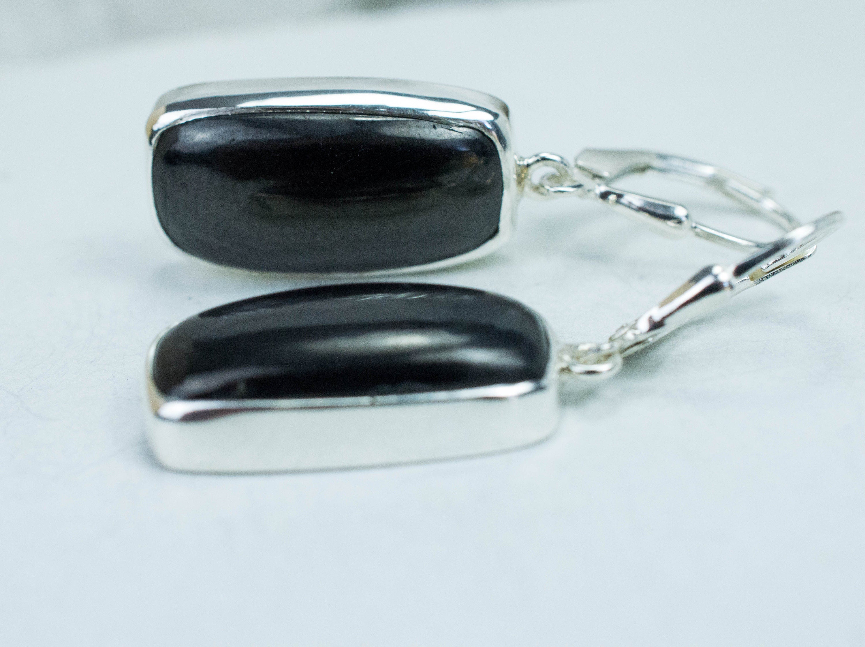 Shungite Earrings; Natural Untreated Shungite - Mark Oliver Gems