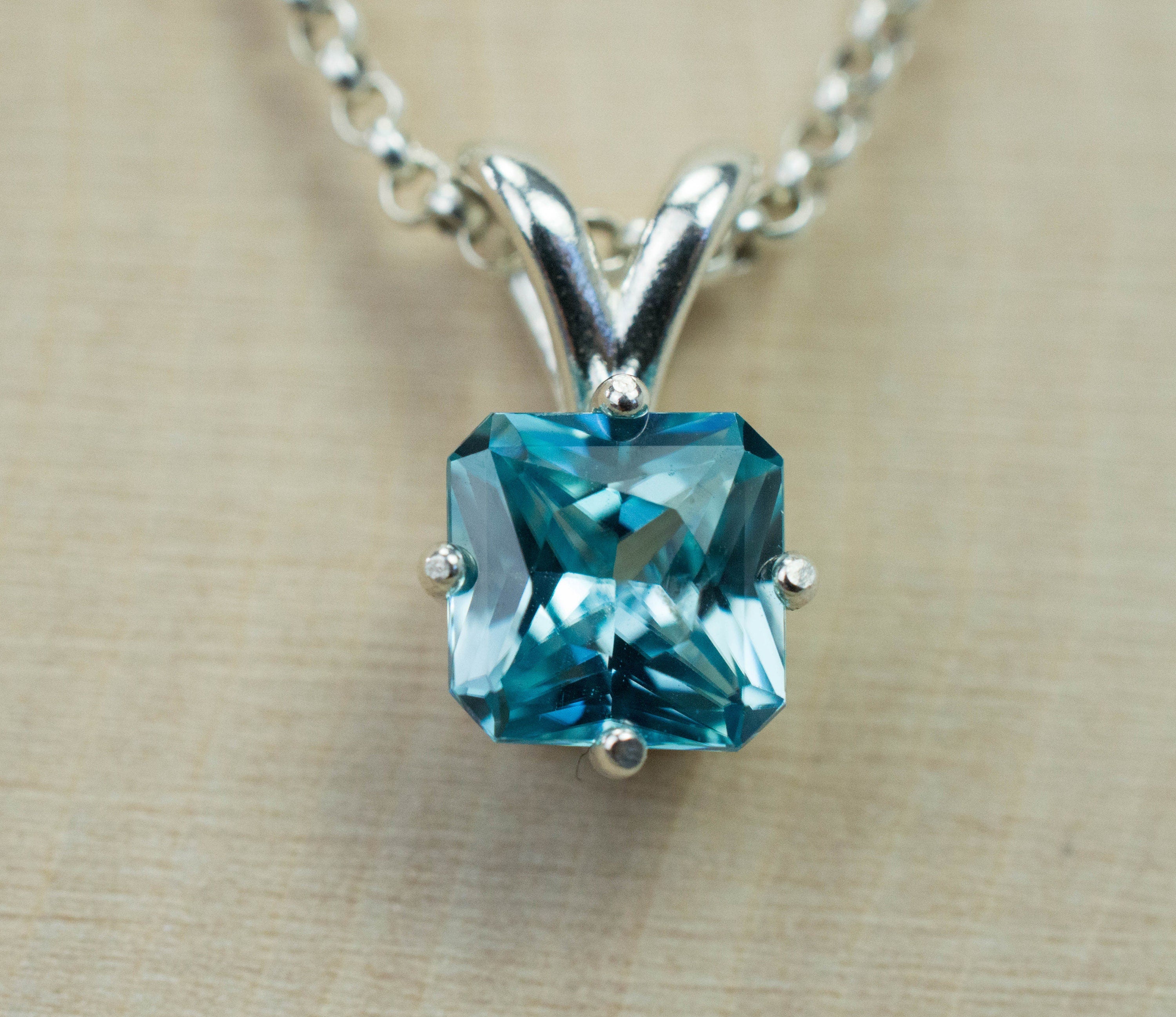 Blue Zircon Pendant, Natural Cambodian Zircon - Mark Oliver Gems