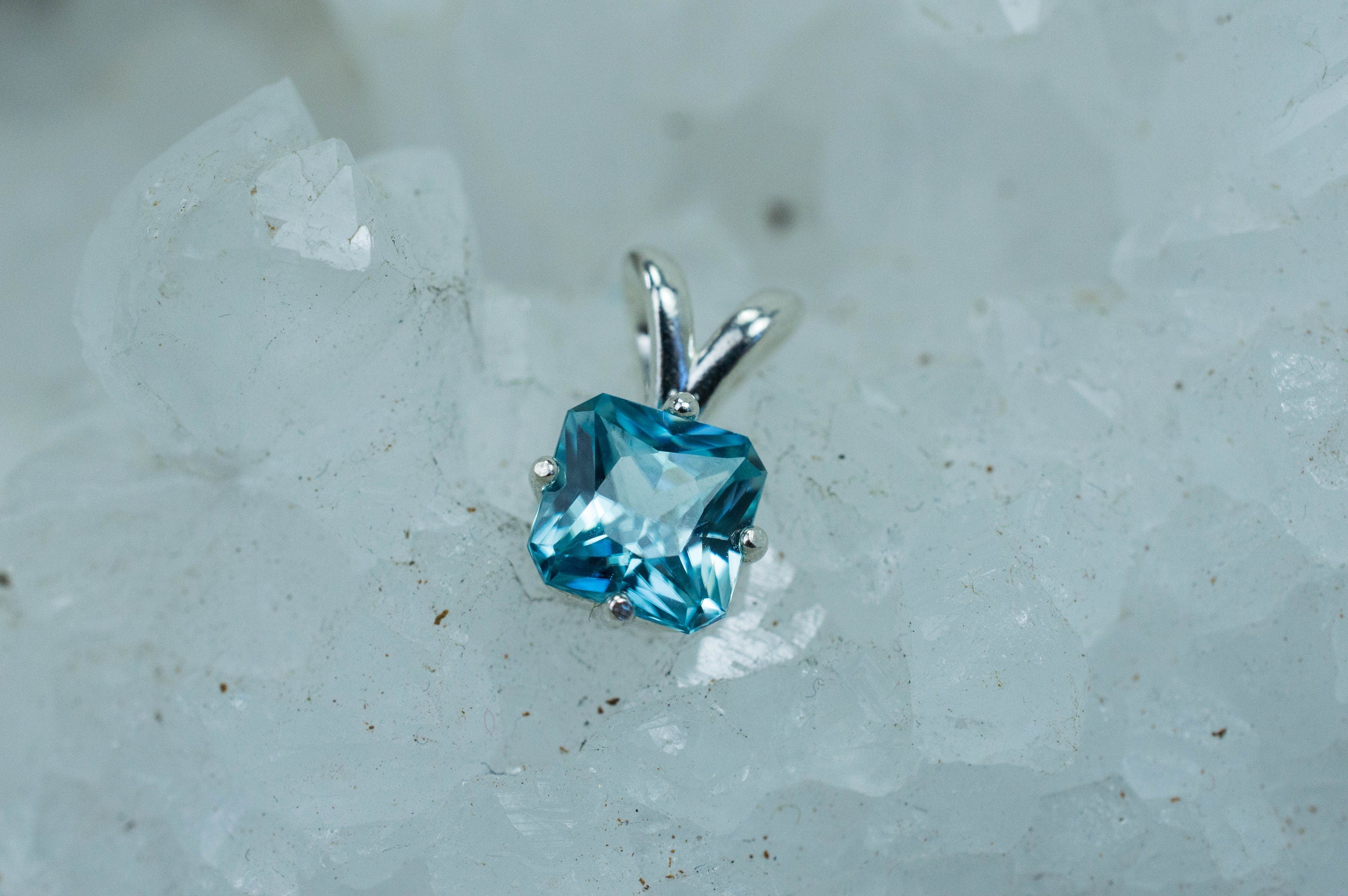 Blue Zircon Pendant, Natural Cambodian Zircon - Mark Oliver Gems