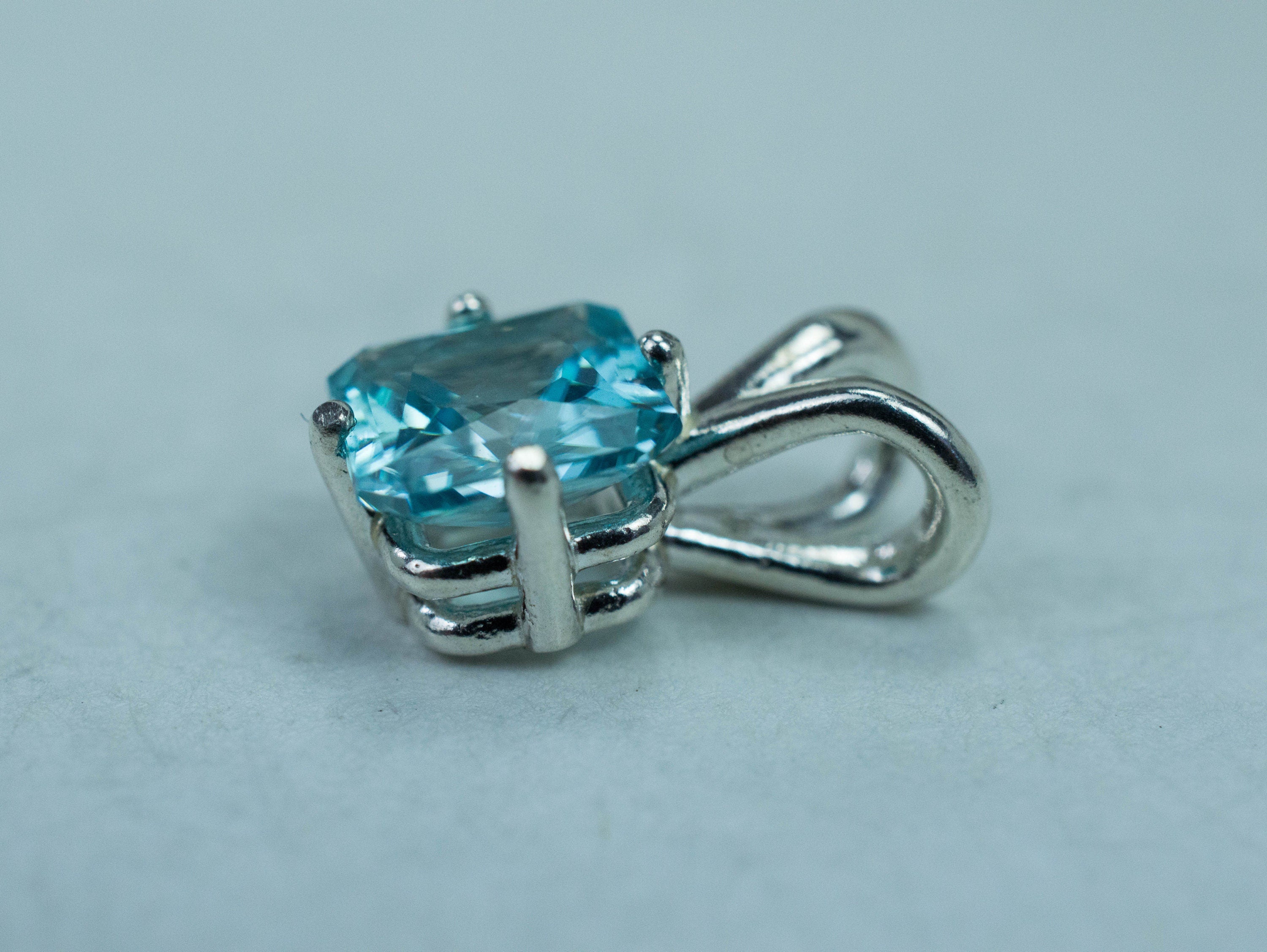 Blue Zircon Pendant, Natural Cambodian Zircon - Mark Oliver Gems