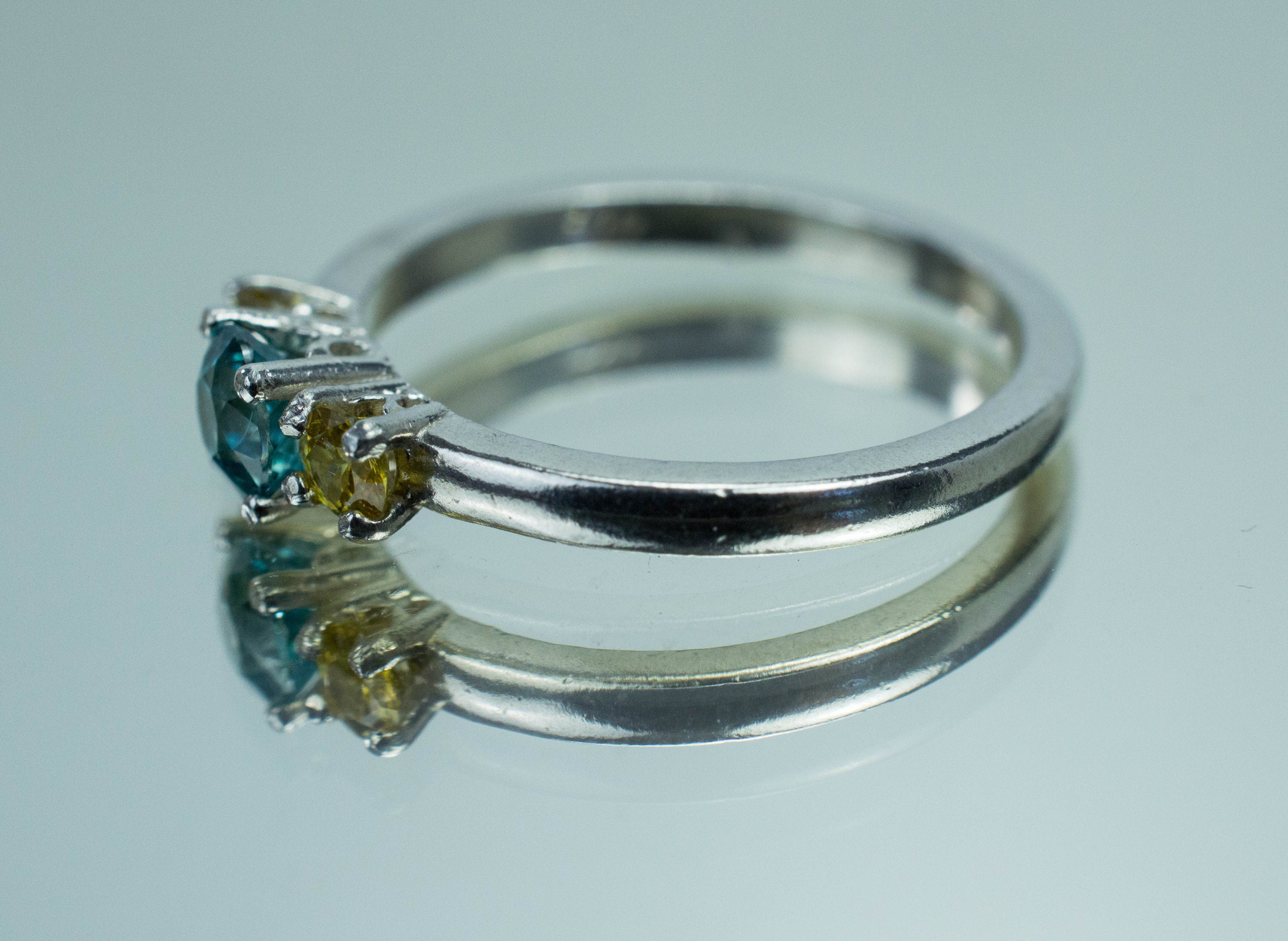 Blue Zircon and Sphene Ring, Genuine Zircon and Sphene - Mark Oliver Gems