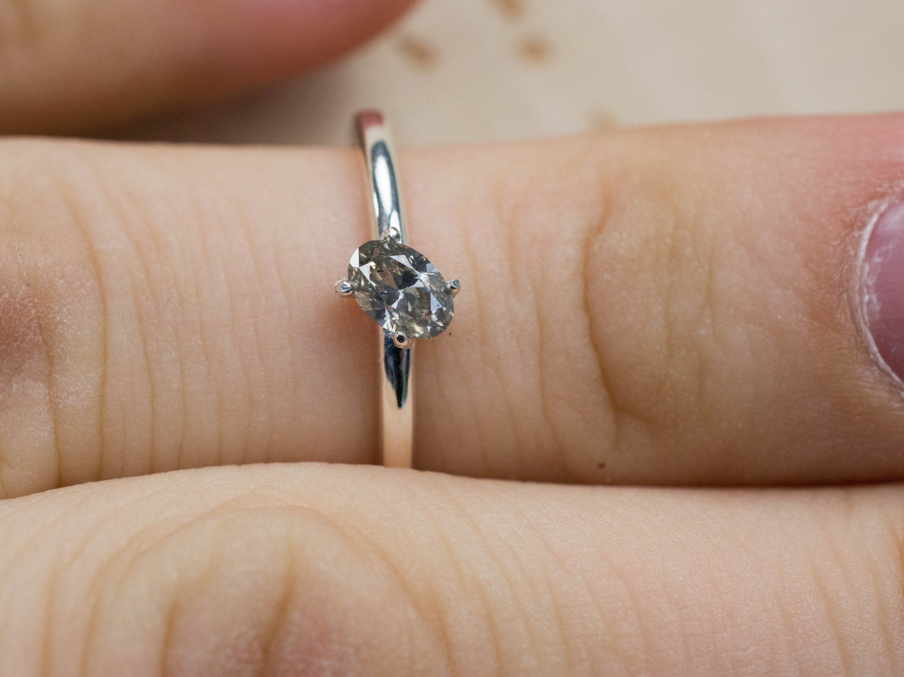 Gray Diamond Ring; Genuine Untreated Canada Diamond - Mark Oliver Gems