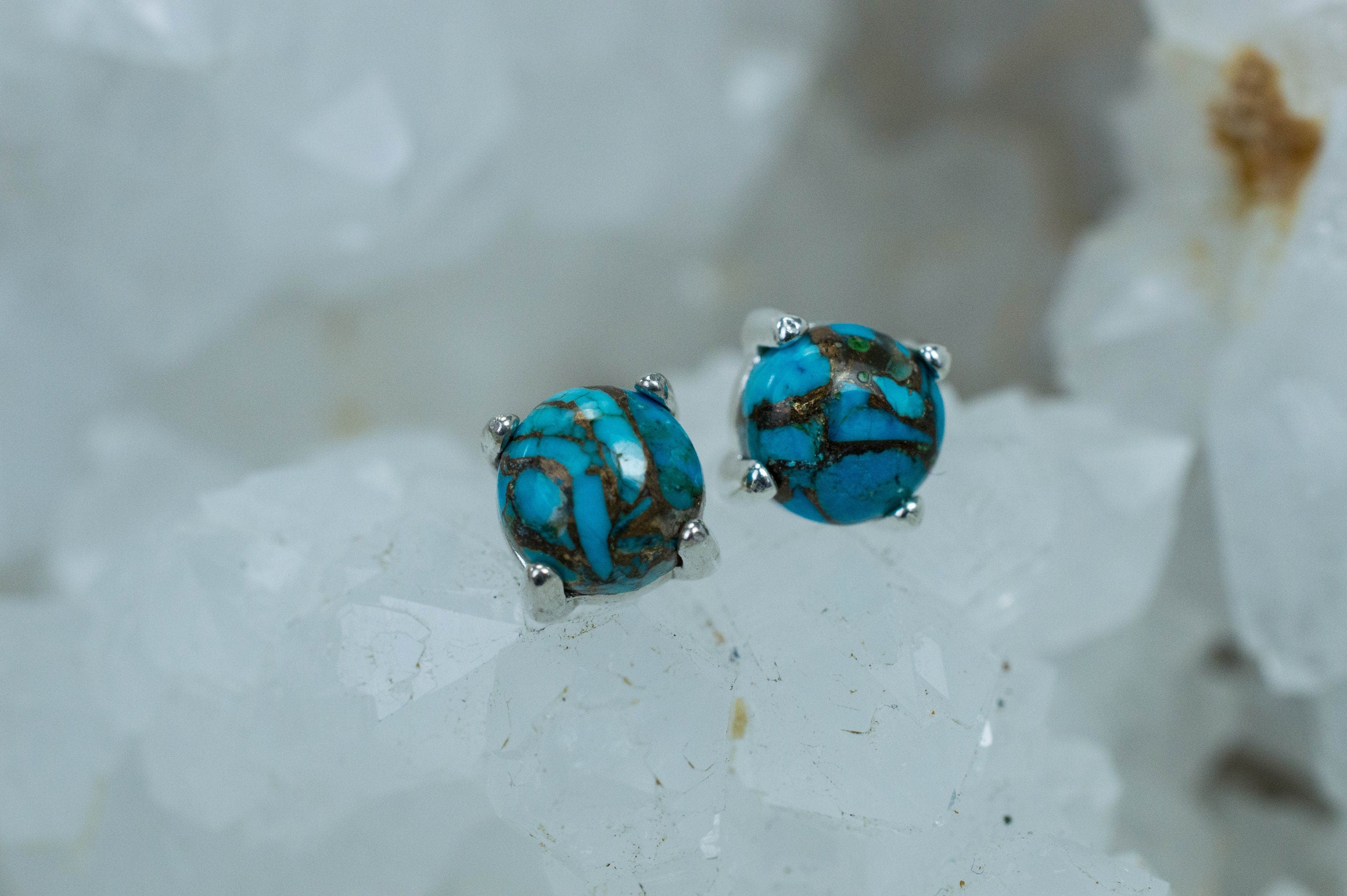 Turquoise Earrings, Natural Stabilized Nevada Turquoise; 1.635cts - Mark Oliver Gems