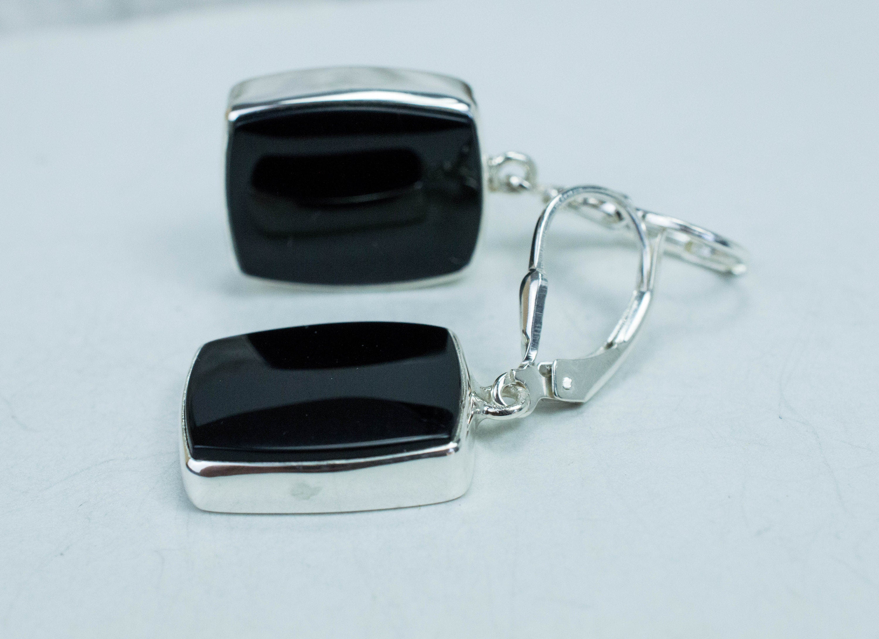 Black Onyx Earrings; Natural USA Onyx - Mark Oliver Gems