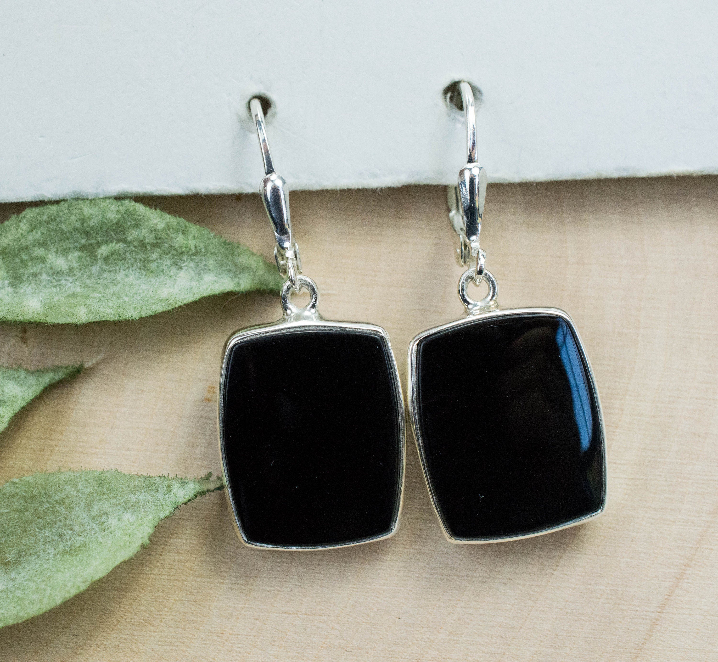 Black Onyx Earrings; Natural USA Onyx - Mark Oliver Gems