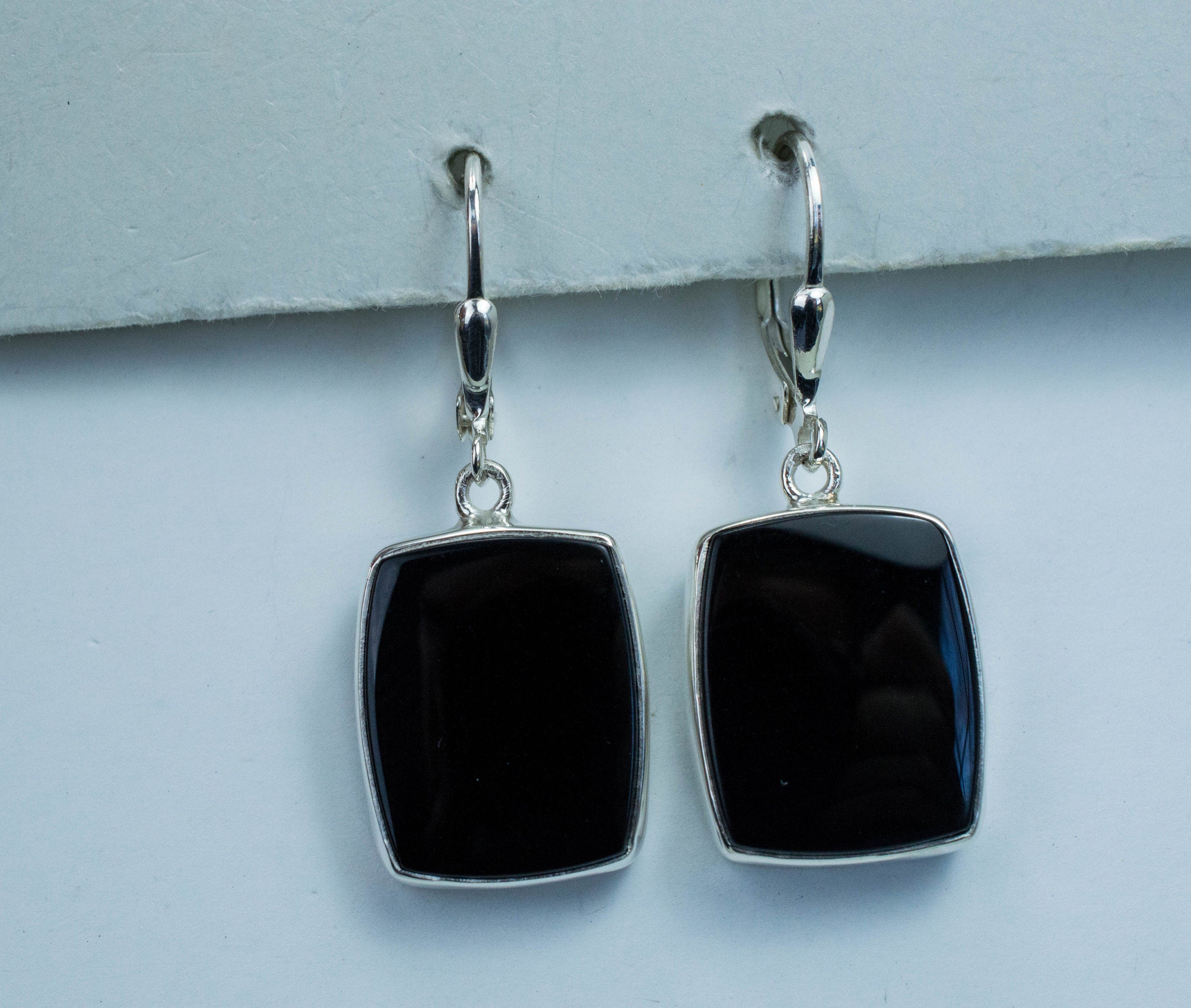 Black Onyx Earrings; Natural USA Onyx - Mark Oliver Gems