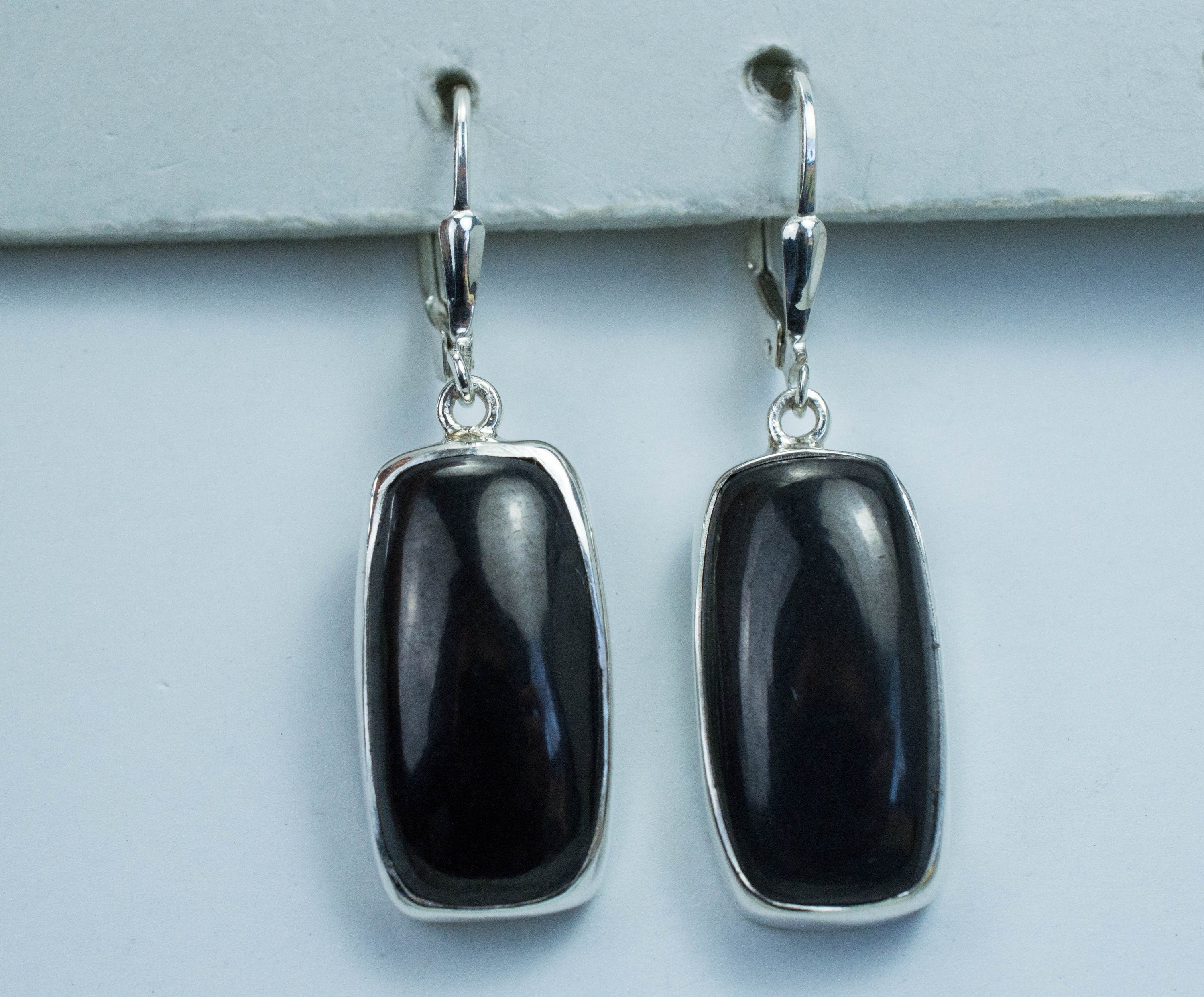 Shungite Earrings; Natural Untreated Shungite - Mark Oliver Gems