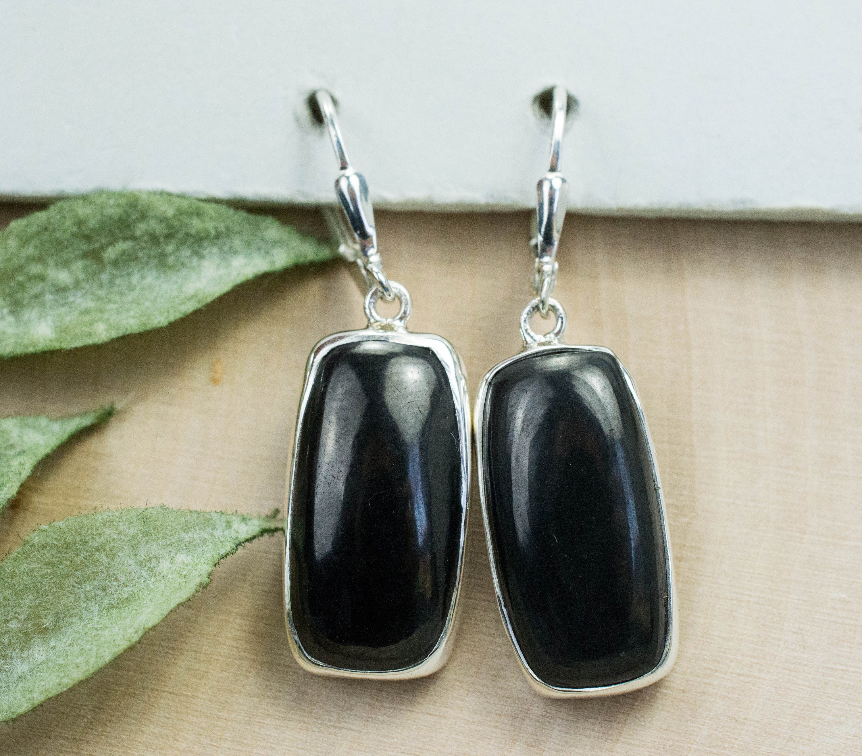 Shungite Earrings; Natural Untreated Shungite - Mark Oliver Gems