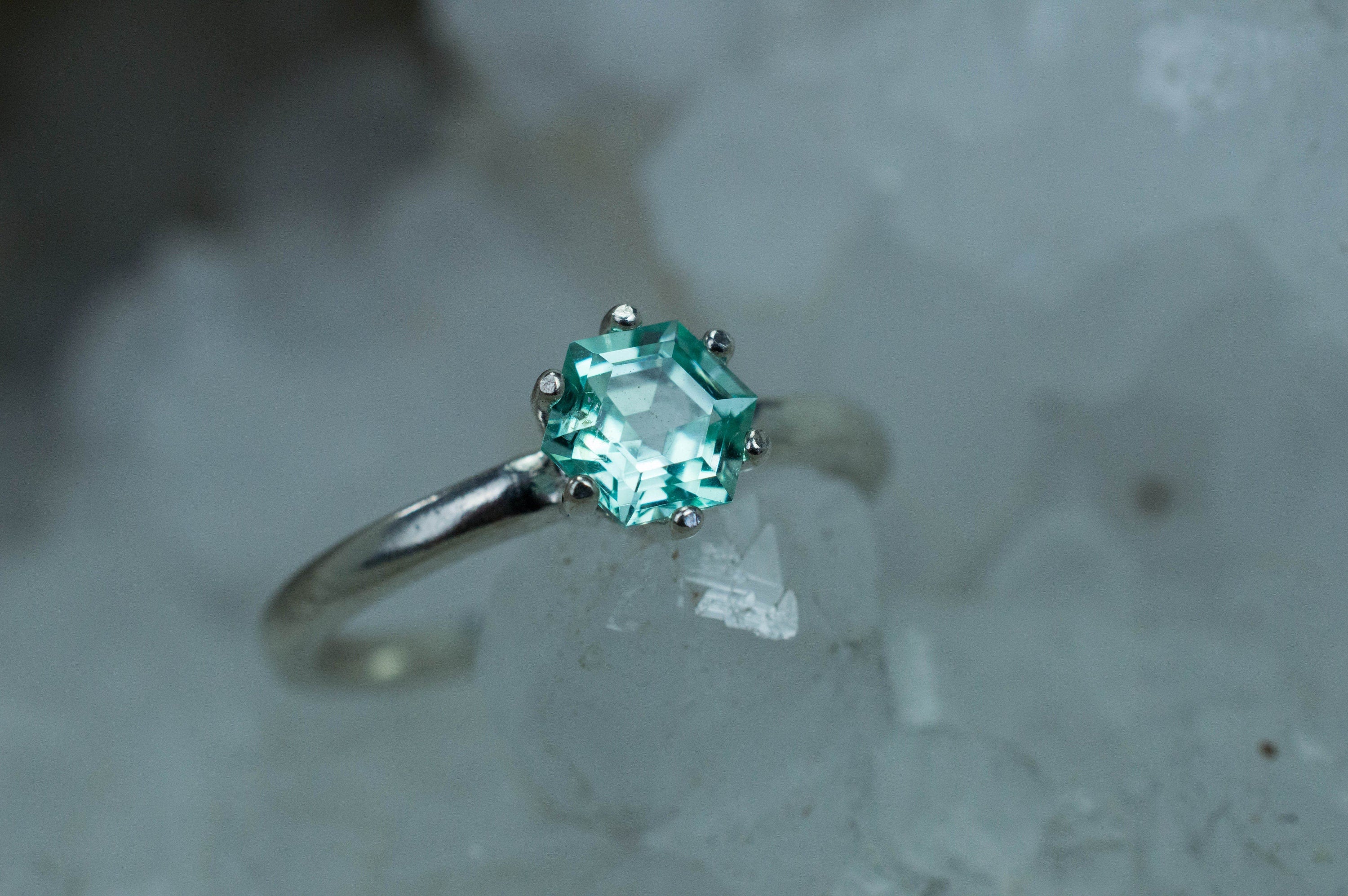 Green Beryl Ring; Genuine Untreated Nigerian Beryl - Mark Oliver Gems