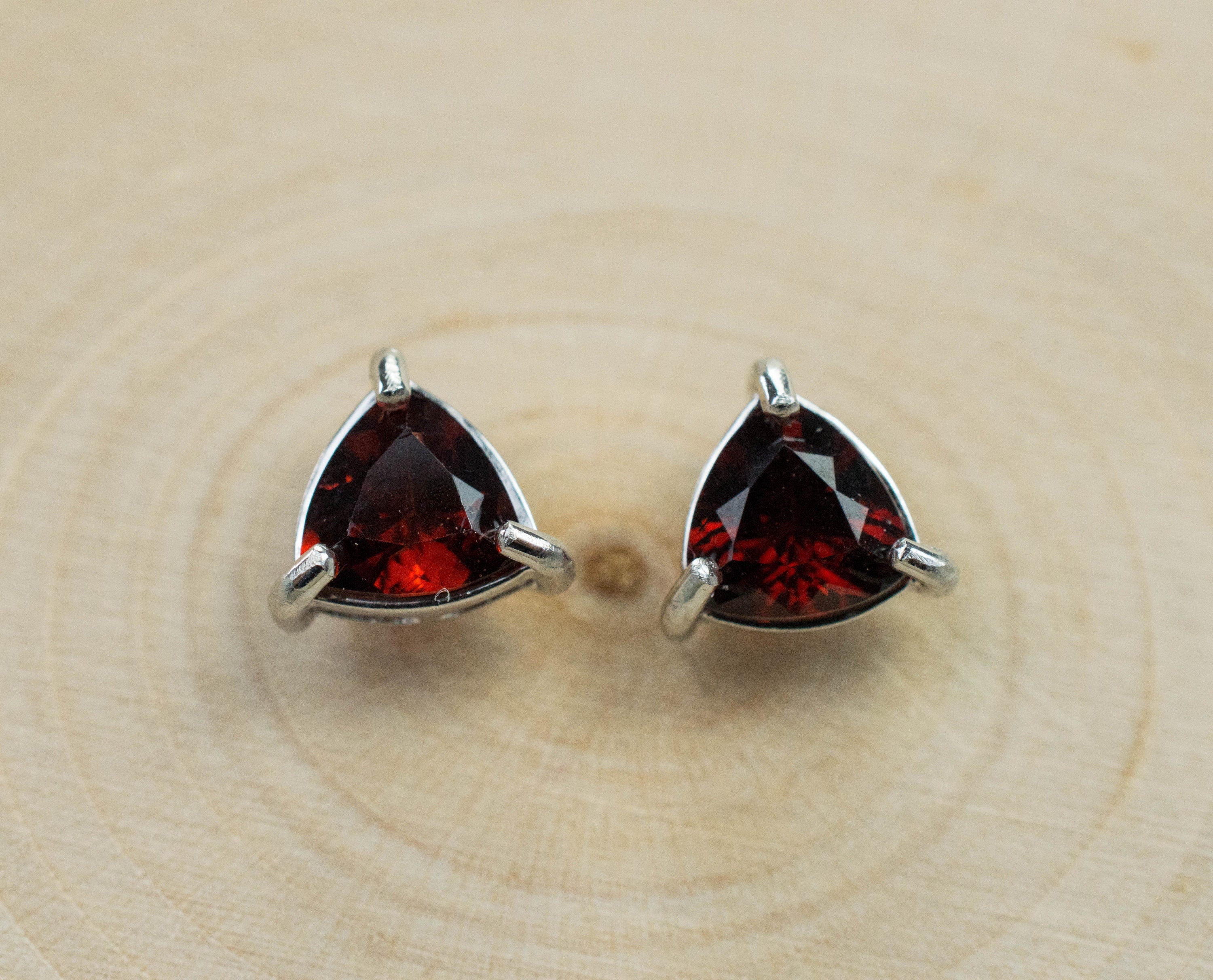 Pyrope Garnet Earrings; Genuine Untreated Madagascar Garnet; 1.520cts - Mark Oliver Gems