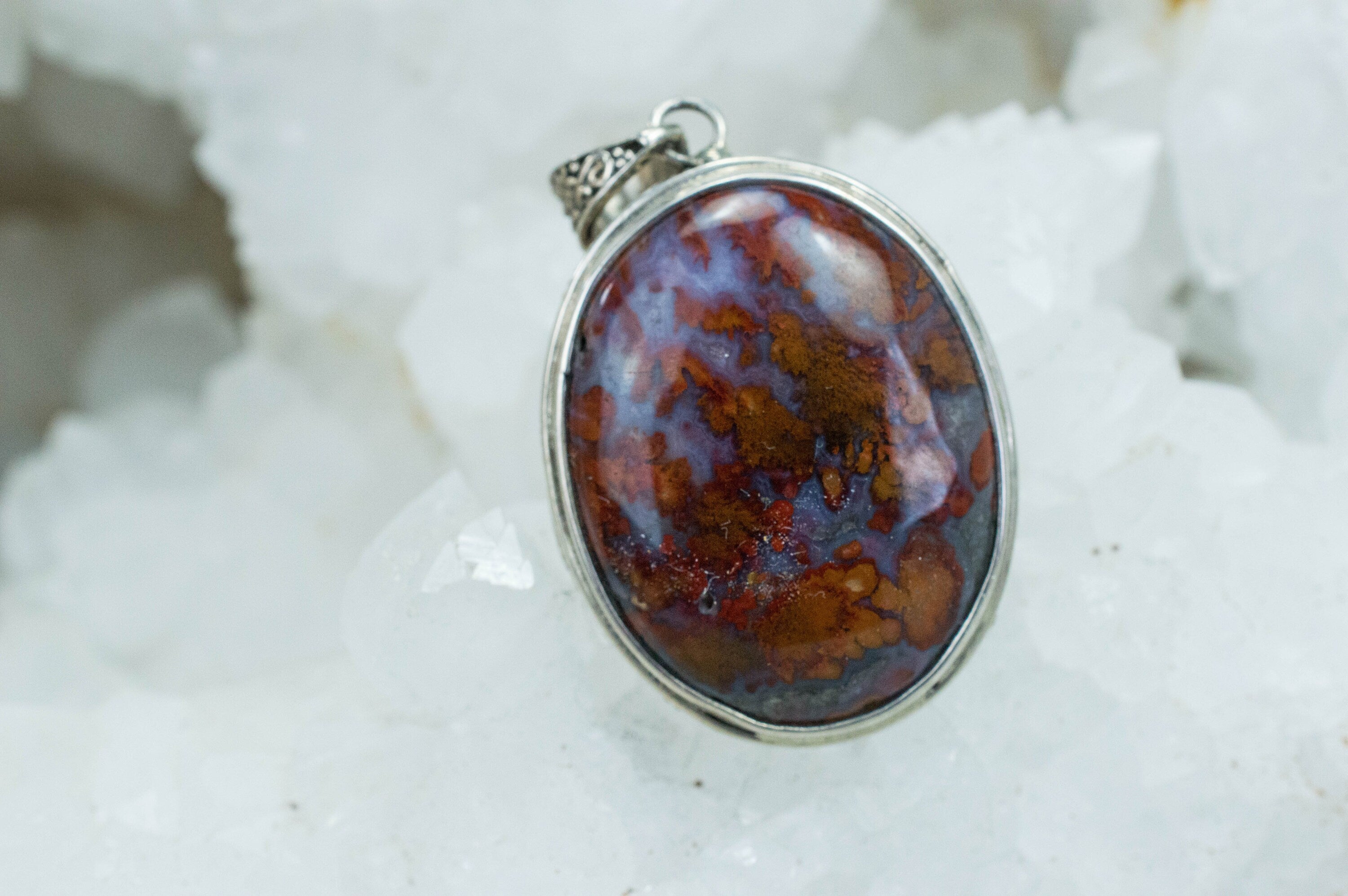 Windgate Agate Pendant, Genuine Untreated California Plume Agate - Mark Oliver Gems