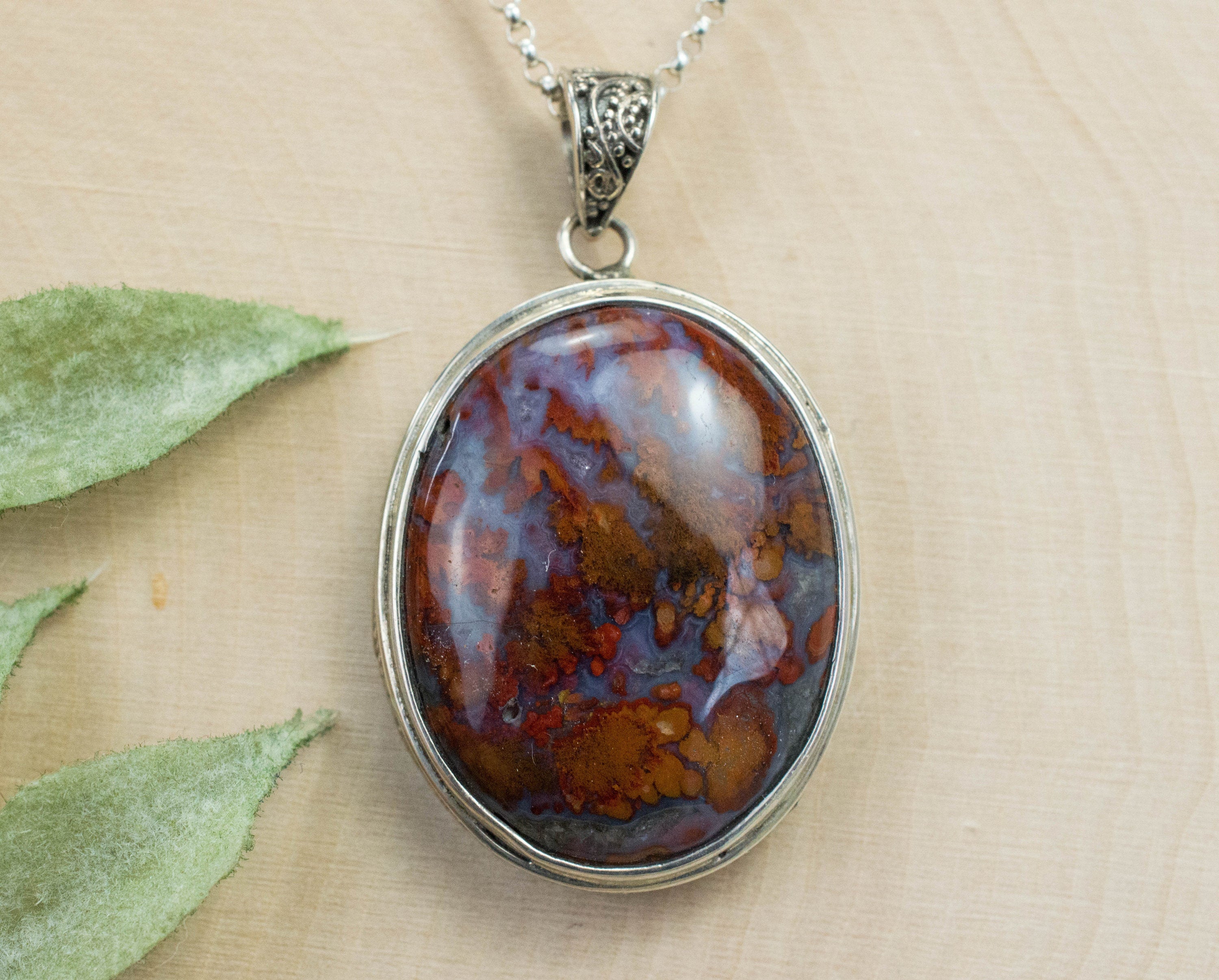 Windgate Agate Pendant, Genuine Untreated California Plume Agate - Mark Oliver Gems