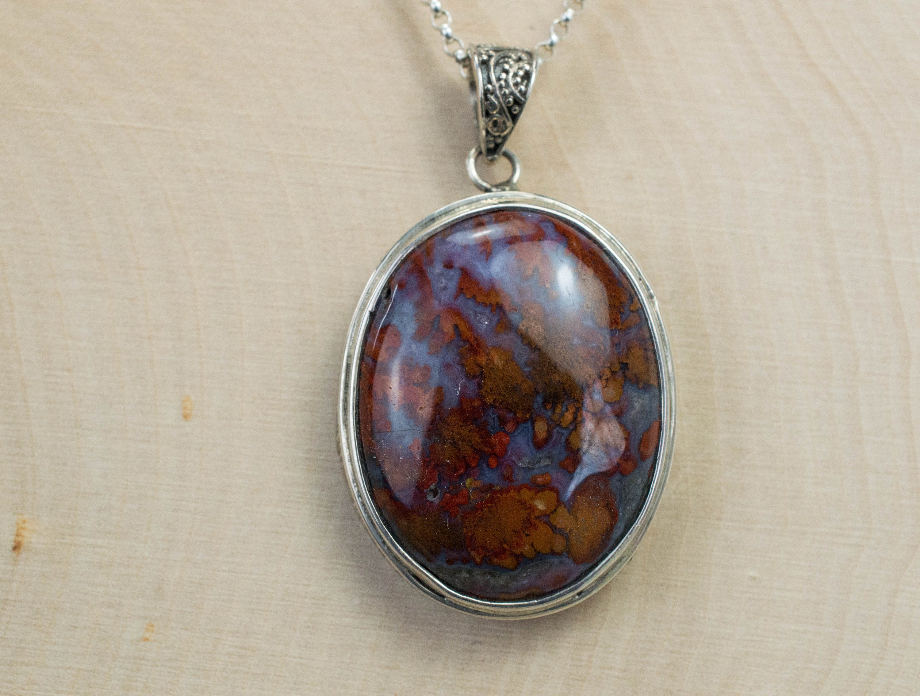 Windgate Agate Pendant, Genuine Untreated California Plume Agate - Mark Oliver Gems