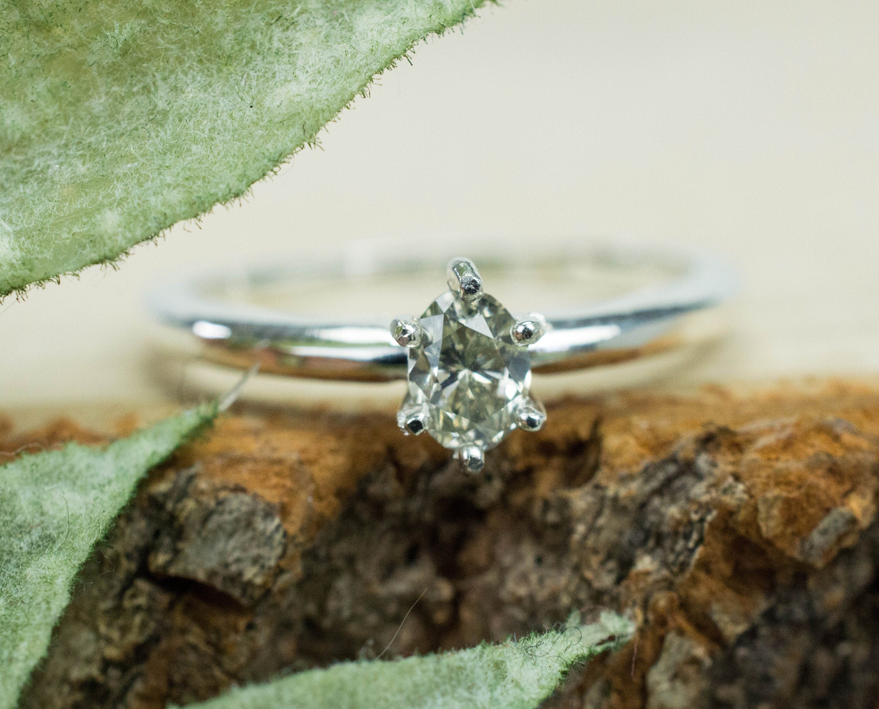 Gray Diamond Ring; Natural Untreated Canada Diamond - Mark Oliver Gems