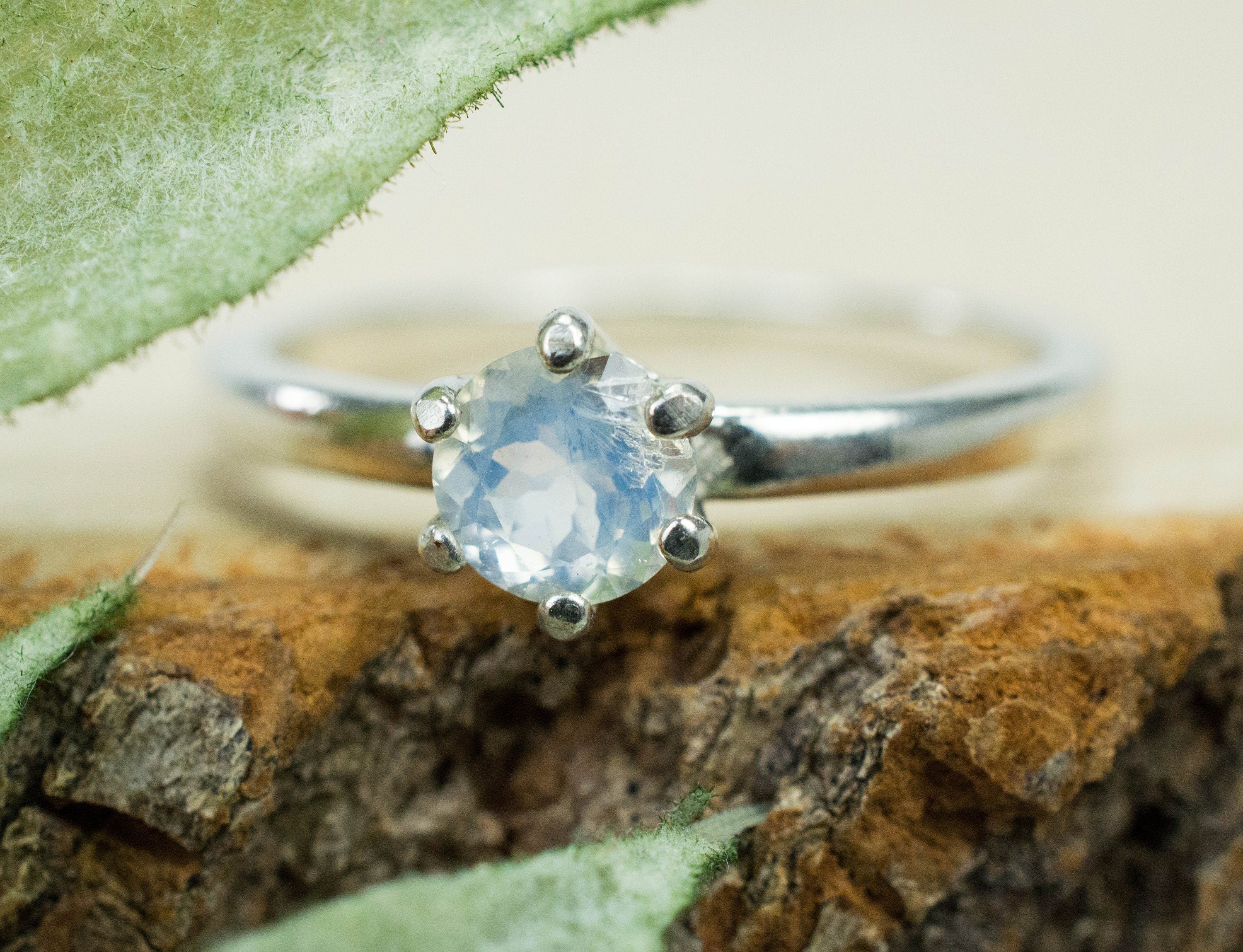 Rainbow Moonstone Ring, Natural Untreated India Moonstone - Mark Oliver Gems