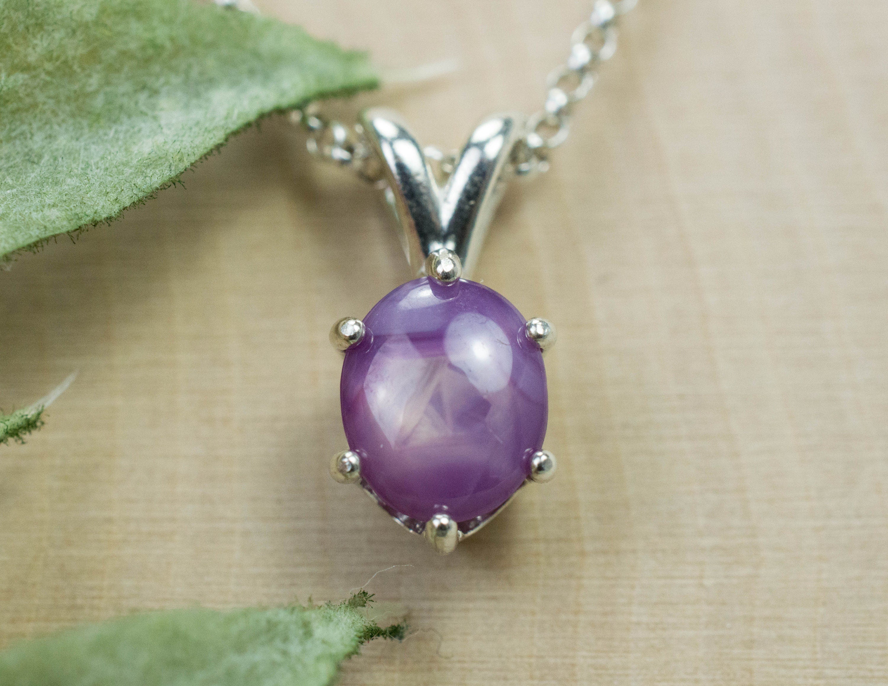 Star Sapphire Pendant; Natural Untreated Pink Star Sapphire - Mark Oliver Gems