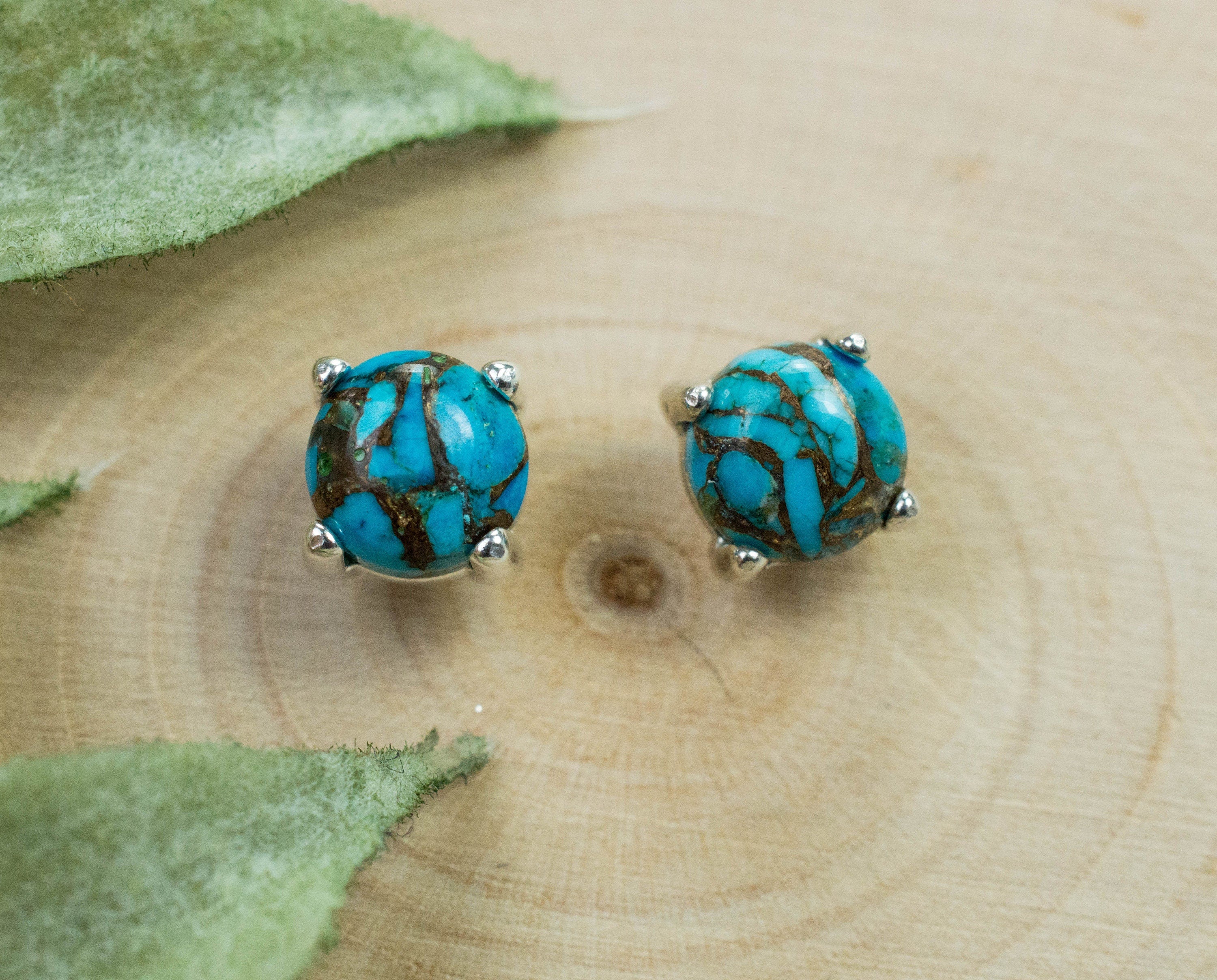 Turquoise Earrings, Natural Stabilized Nevada Turquoise; 1.635cts - Mark Oliver Gems