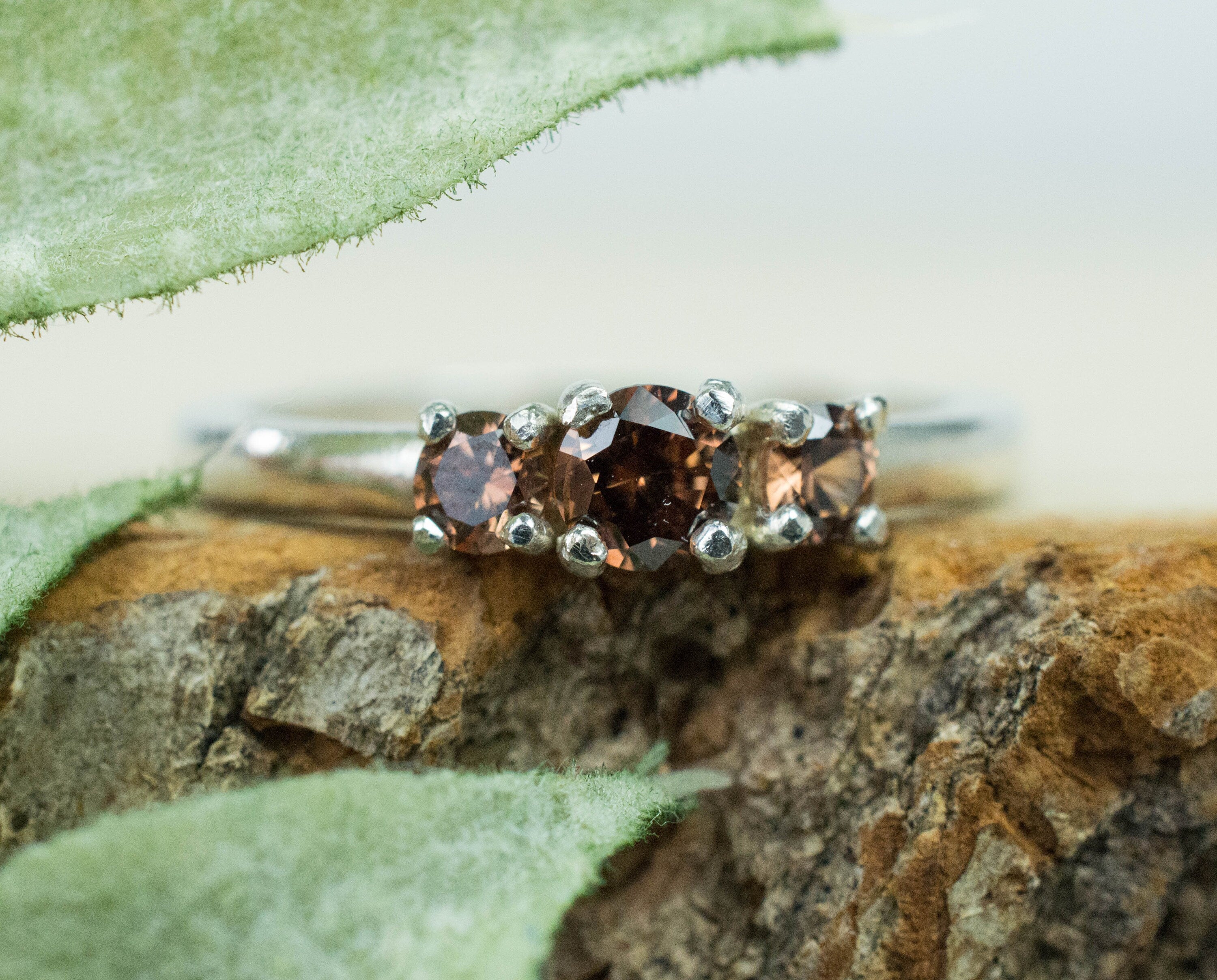 Zircon Ring; Genuine Untreated Tanzania Cognac Zircons - Mark Oliver Gems