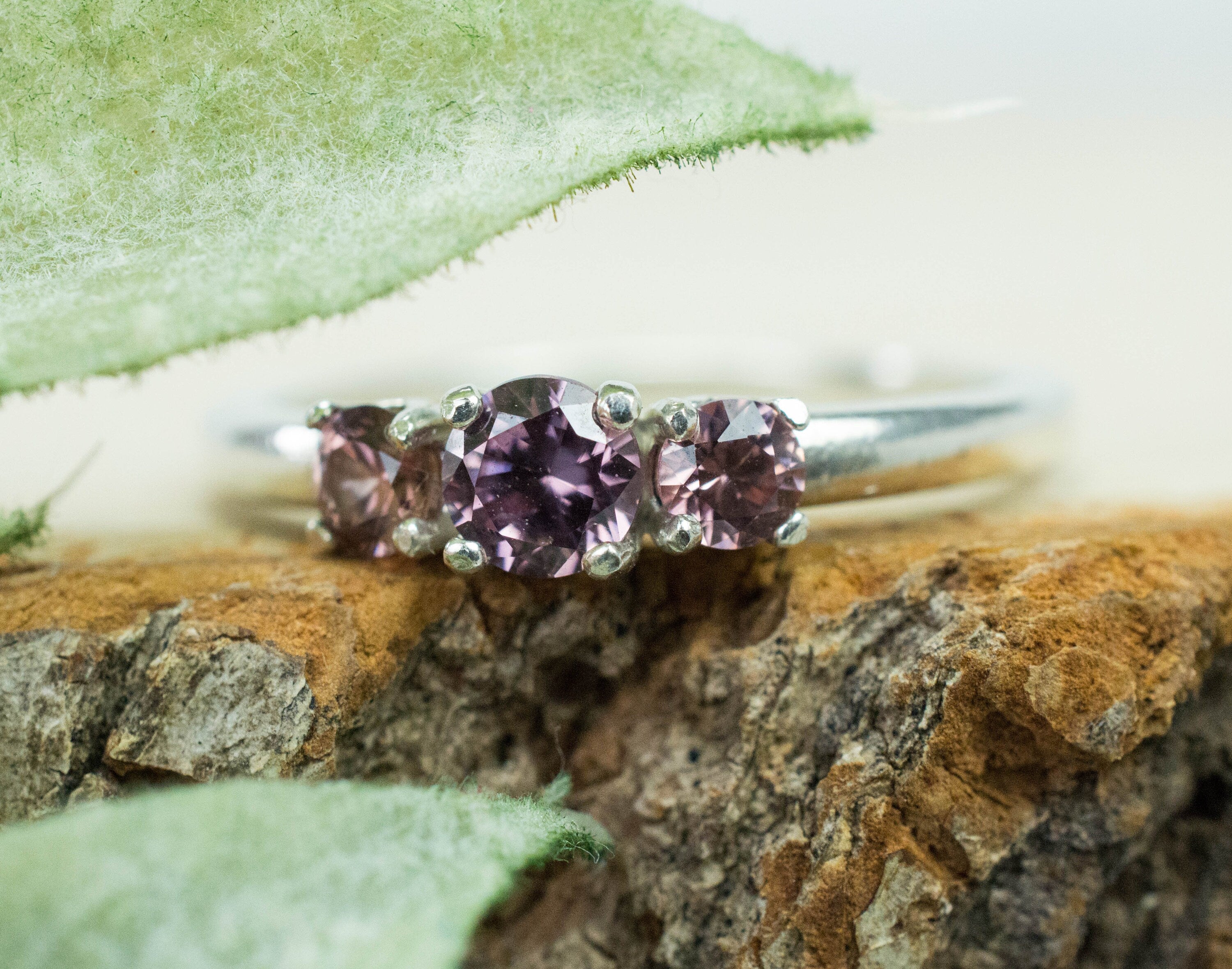 Zircon Ring; Genuine Untreated Tanzania Pink Zircon Set - Mark Oliver Gems