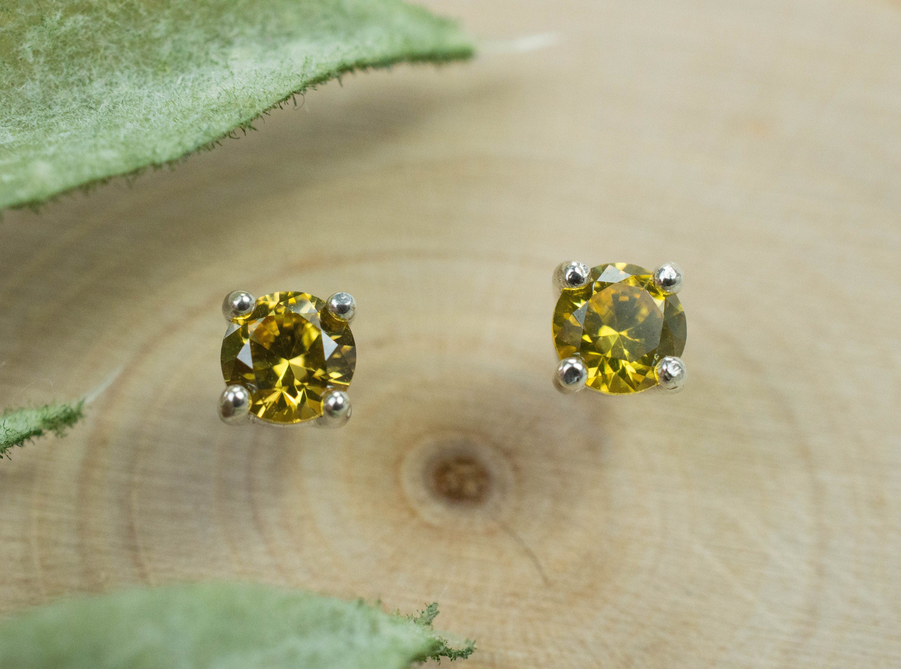 Yellow Zircon Earrings; Genuine Untreated Tanzania Zircon; 0.710cts - Mark Oliver Gems