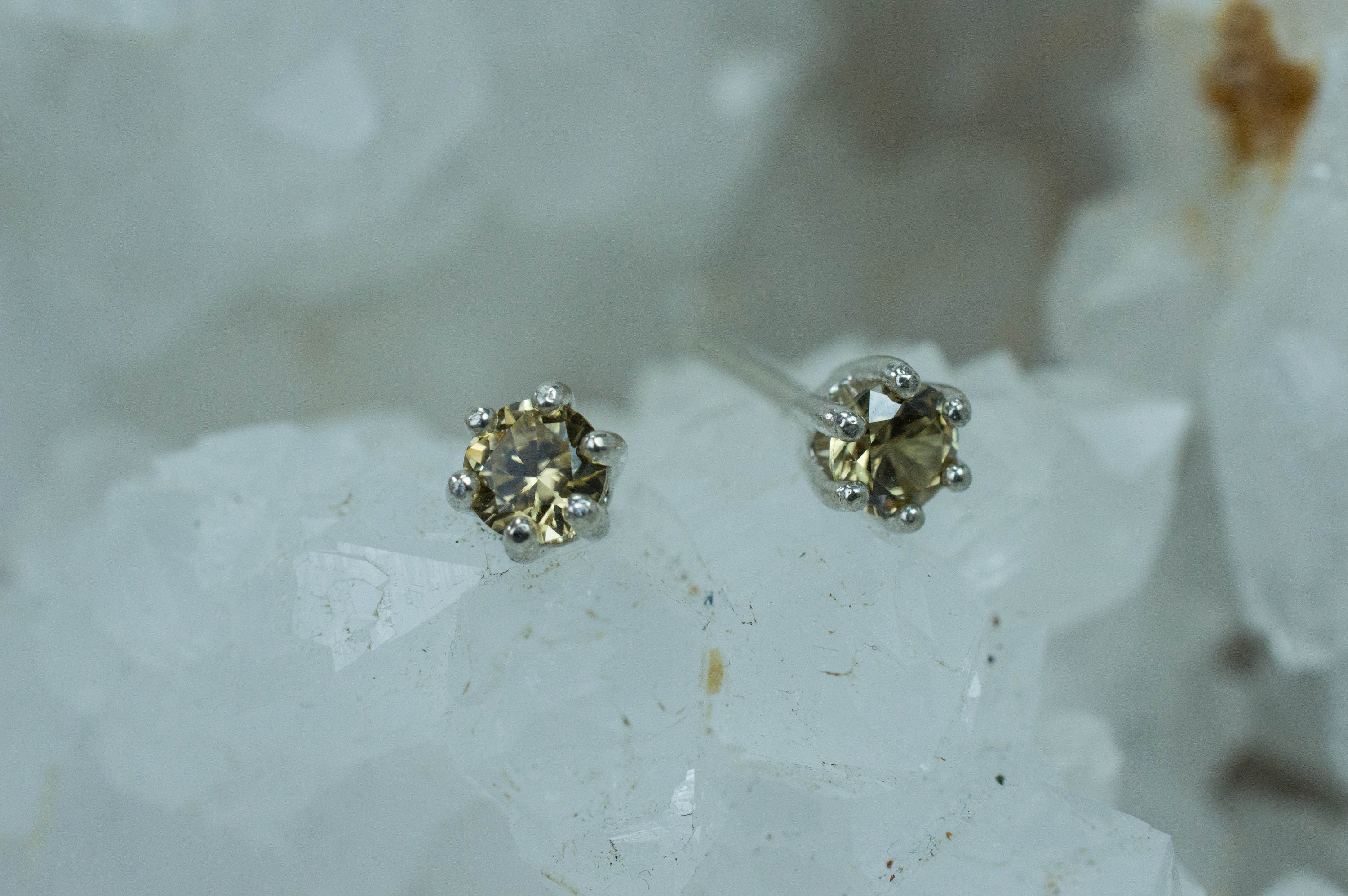 Yellow Zircon Earrings; Genuine Untreated Tanzania Zircon; 0.715cts - Mark Oliver Gems